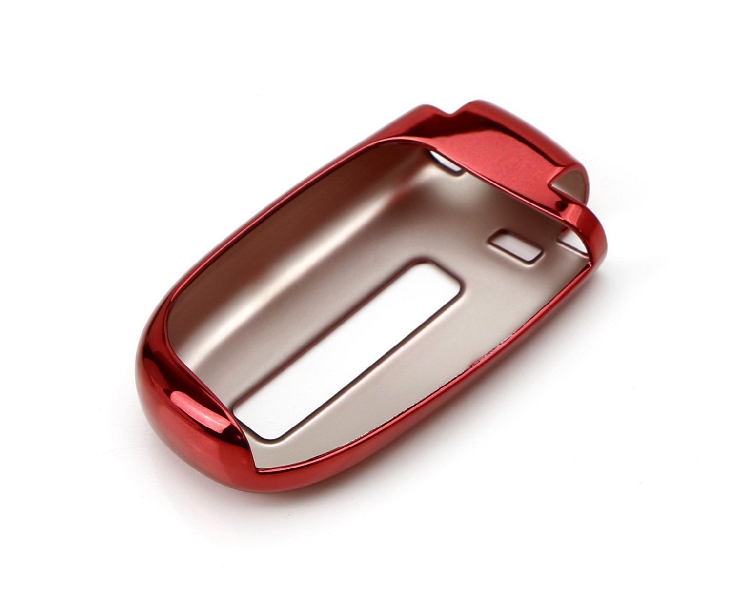 Ijdmtoy Chrome Finish Red Tpu Key Fob Protective Cover Case Compatible With Charger Challenger Dart Durango Journey, Grand Chero