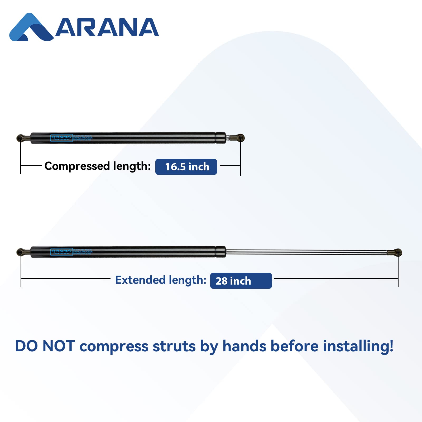 Arana St280M150 28 Inch 150Lb Gas Struts Spring Shocks With 13Mm Ball Ends Se1000150Me 28 Inch 668N Lift Support For Heavy-Duty