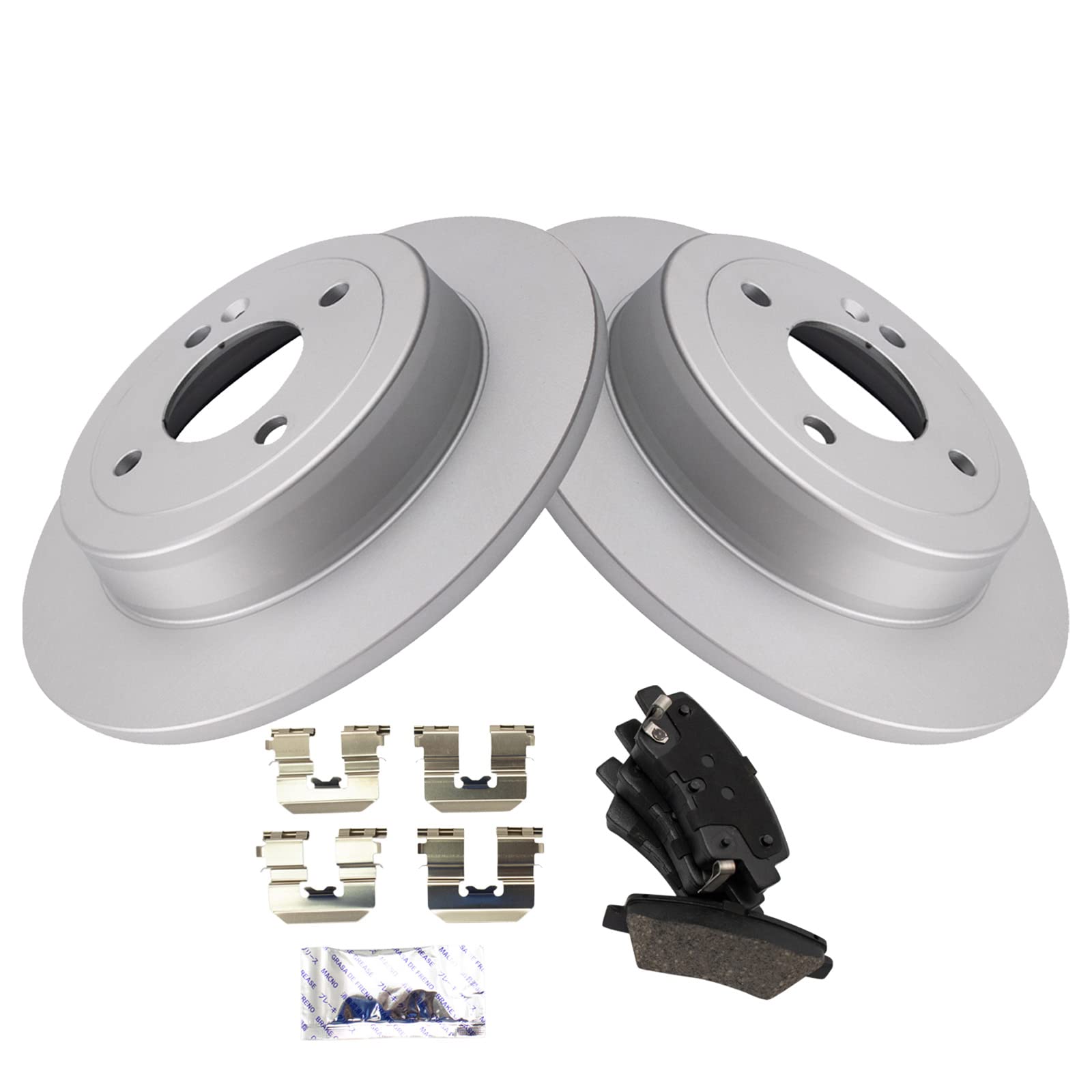 Trq Rear Brake Pad & Rotor Kit Brake Pads Brake Rotor Ceramic Premium G-Coated Compatible With 2018-2019 Hyundai Accent Kia Rio