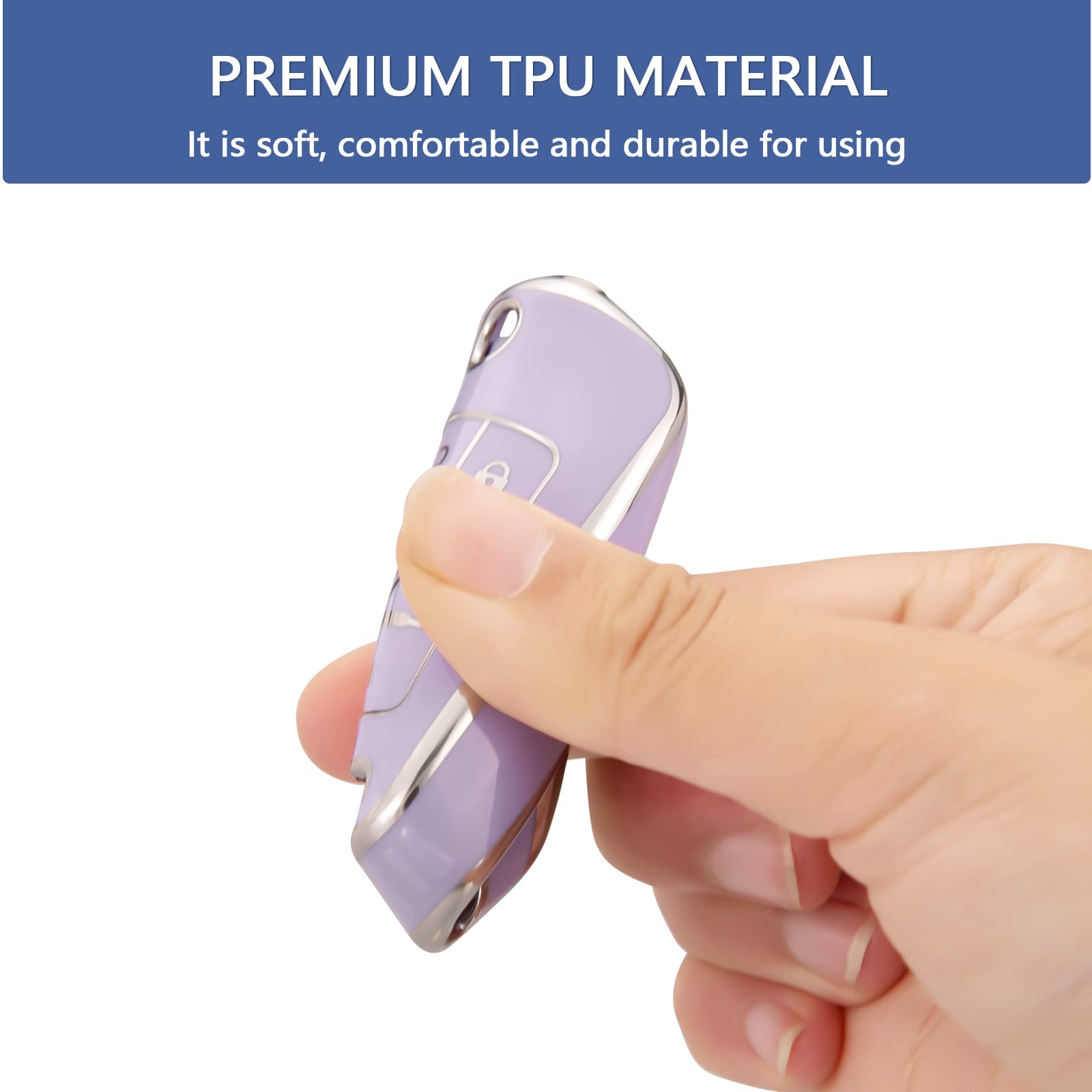Offcurve For Chevy Key Fob Cover With Keychain, Car Key Case Fit For Chevrolet Chevy Gmc Buick Encore Terrain Malibu Camaro Cruze Impala Equinox Volt Spark Sonic Car Smart Key Accessories, Purple