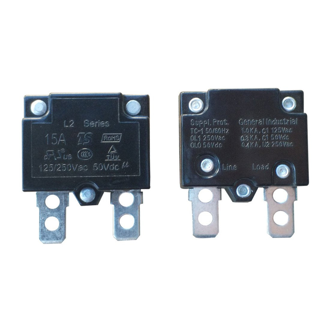 JIARUIXIN Automatic Reset Relay Fuse 15A 125/250Vac Circuit Breaker for Ride-On Toy Cars - Overload Protector - 2 Pack