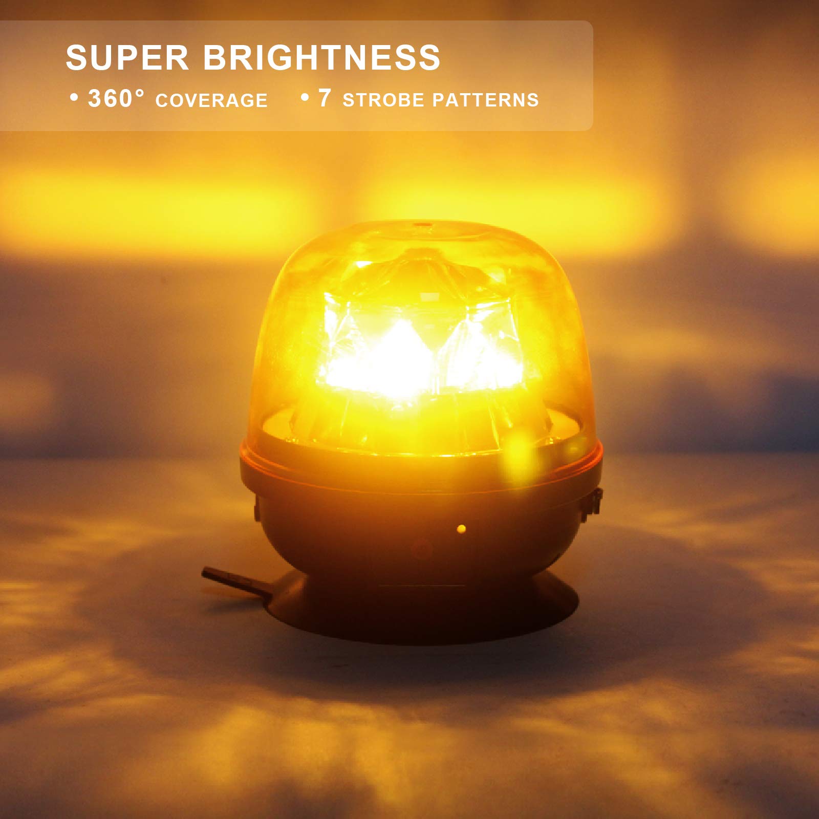 Agrieyes Magnetic Beacon Light - Wireless, Portable 12-24V Amber Strobe Light, Model W08, Rechargeable for Trucks, Trailers, and More