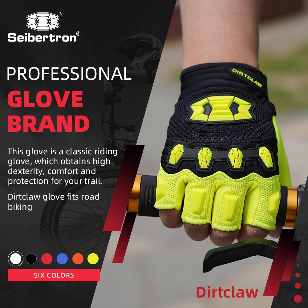 Seibertron Adult Dirtclaw Gloves - Versatile Gloves For Cycling, Atv, And Mountain Biking Fluo Yellow Xxl