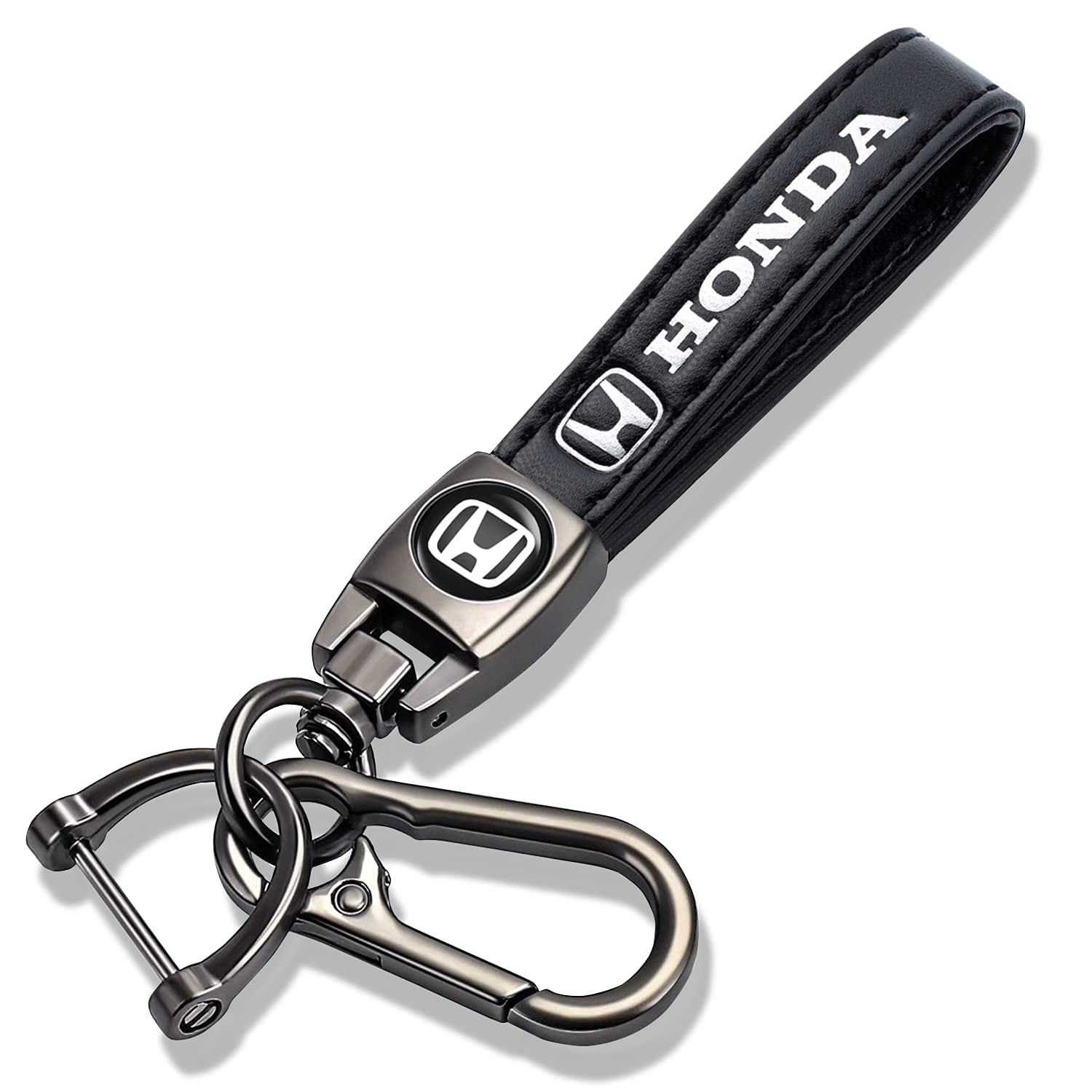 Fantasy Charms Car Keychain Keyring Fit Honda Accord Civic Fit CRV Pilot EX CR-V EX-L Touring Pilot, Leather Keychain Lanyard fo