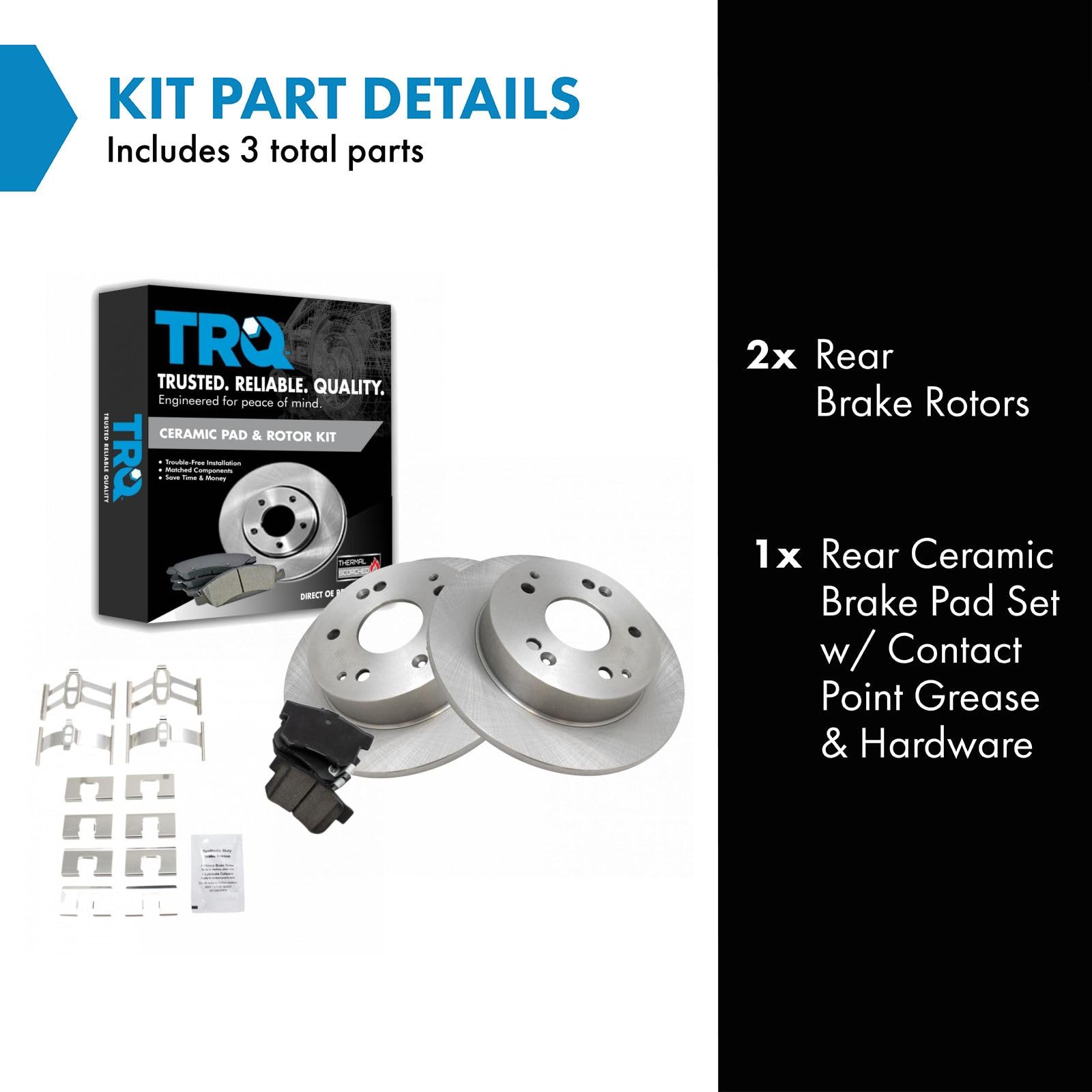 TRQ Rear Brake Pad & Rotor Kit Brake Pads Brake Rotor Ceramic Compatible with 1997-2001 Acura Integra 2002-2006 RSX 1998-2002 Ho