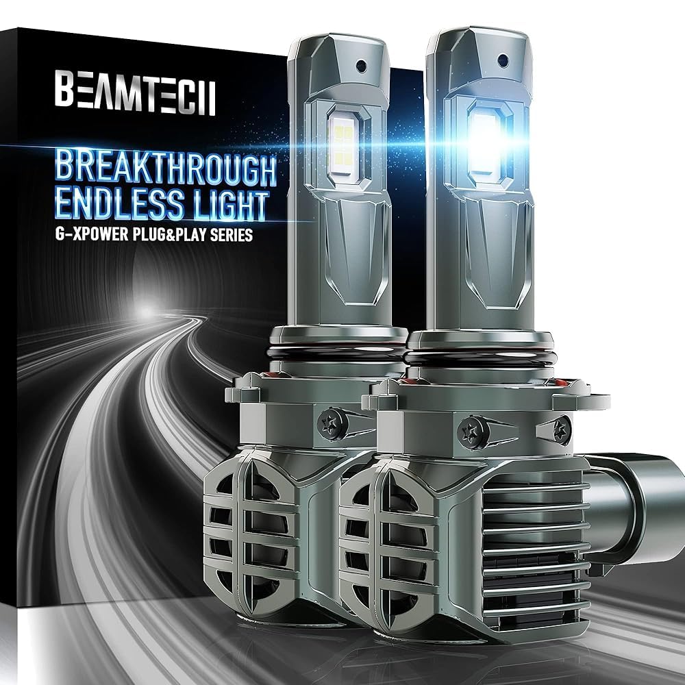 BEAMTECH 90/06 Bulbs, G-XPower Chips 500% Brighter 6500K White Plug and Play Fog Light, 2 Bulbs