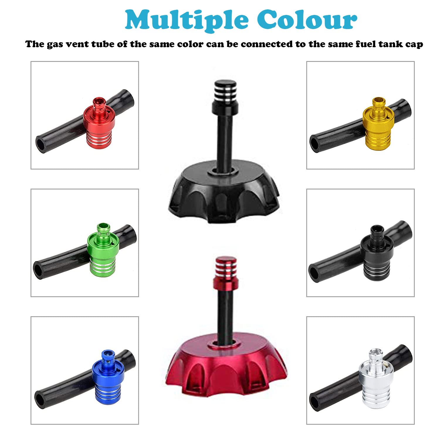 Rsg 2Pcs Gas Fuel Cap Air Vent Hose Universal Cnc Tank Valve Vent Tube With Chekc Ball Aluminum Breather For 50Cc 110Cc 70Cc 125