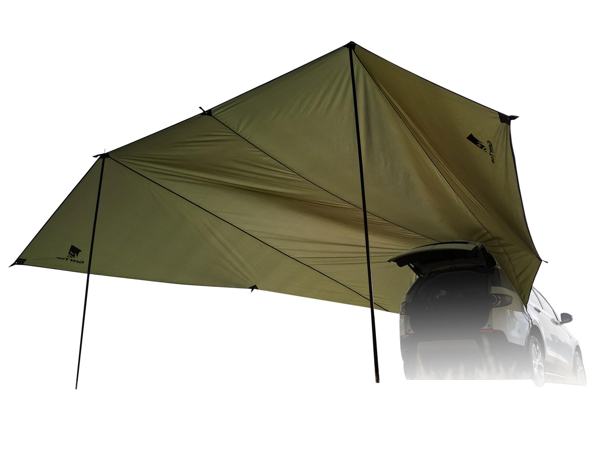 GEERTOP Large Car Awning Camping Tarp SUV Tailgate Truck Canopy Sun Shade Waterproof Outdoor Rear Vehicle Awning Shelter for Van