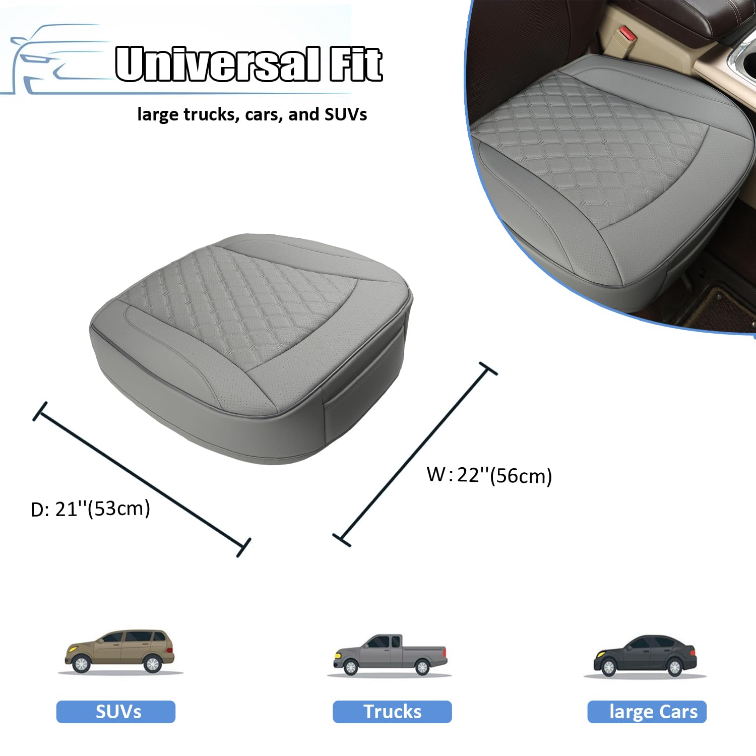 Giant Panda Bottom Seat Cover For Trucks&Suv, Front Pu Leather Driver Seat Protector Fit For Chevy,Ram,Toyota,Gmc,Ford F150 F-Se