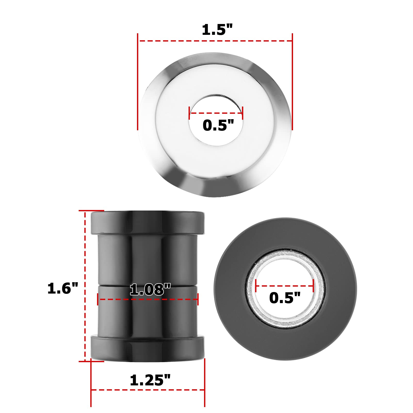 XJMOTO Black Handlebar Riser Bushings Damper Kit for Harley Softail/Dyna/FXR 1973-2017 & Sportster XL 1973-2023