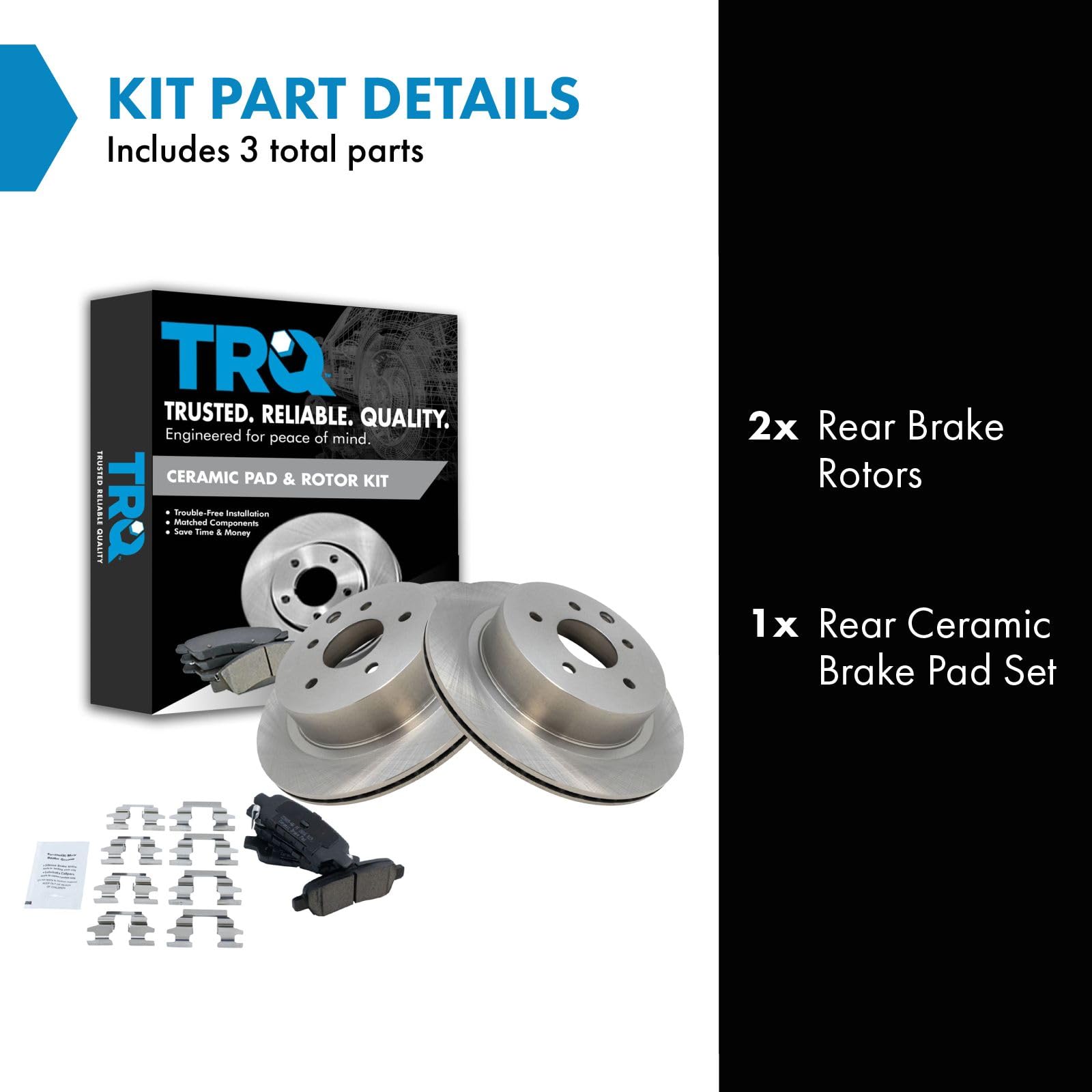 Trq Rear Brake Pad & Rotor Kit Brake Pads Brake Rotor Ceramic Compatible With 2003-2005 Infiniti G35 Nissan 350Z 2011-2023 Leaf