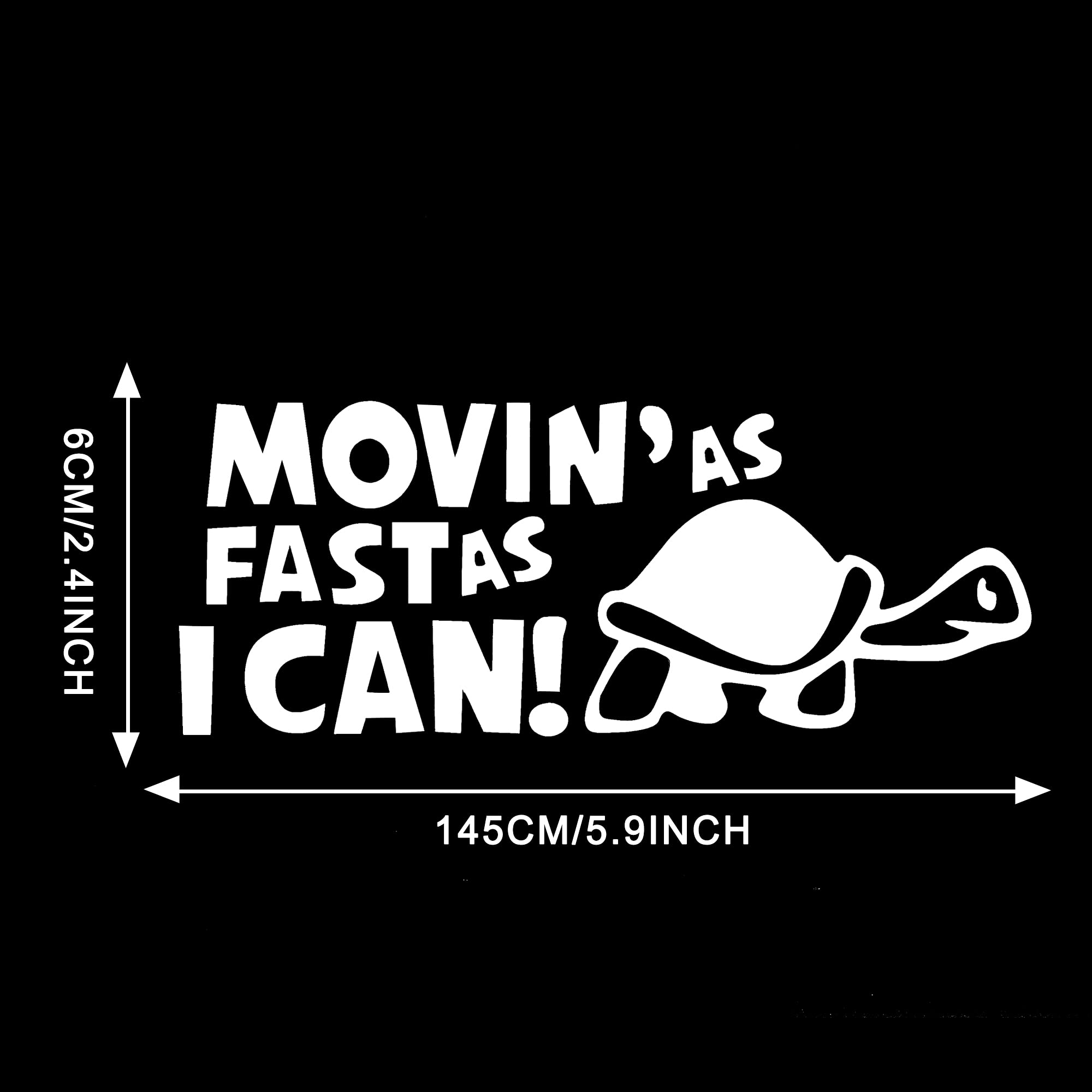 Tomall 2Pcs 5.9 Inch Moving As Fast As I Can Turtle Stickers For Car Waterproof Funny Self-Adhesive Vinyl Decals For Car Truck S