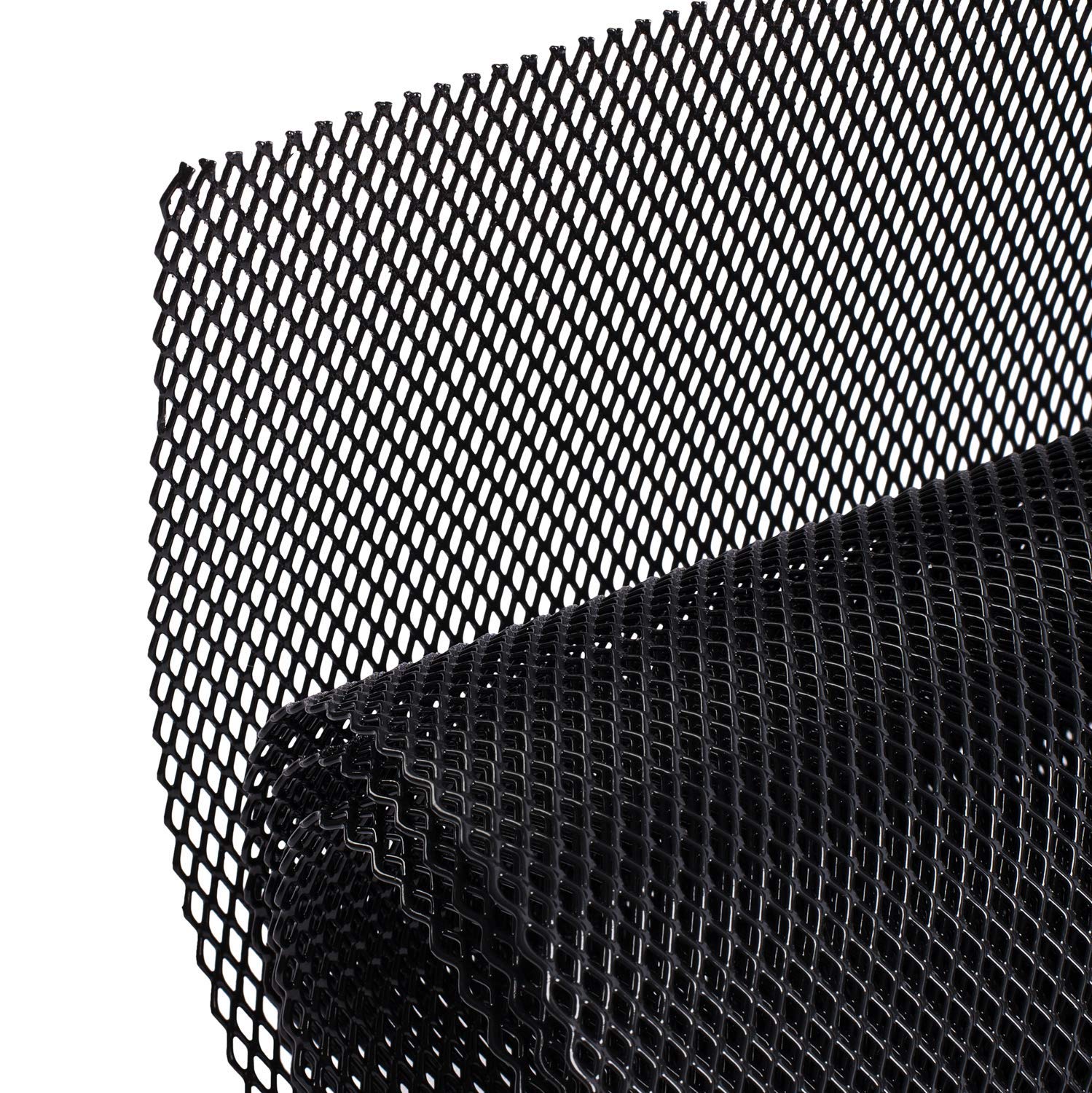 Aggauto Universal 40X13 Car Grill Mesh - Aluminum Alloy Automotive Grille Insert Bumper 4X8Mm Rhombic Hole, One Of The Most Multifunctional Shape Grids 100X33Cm Black