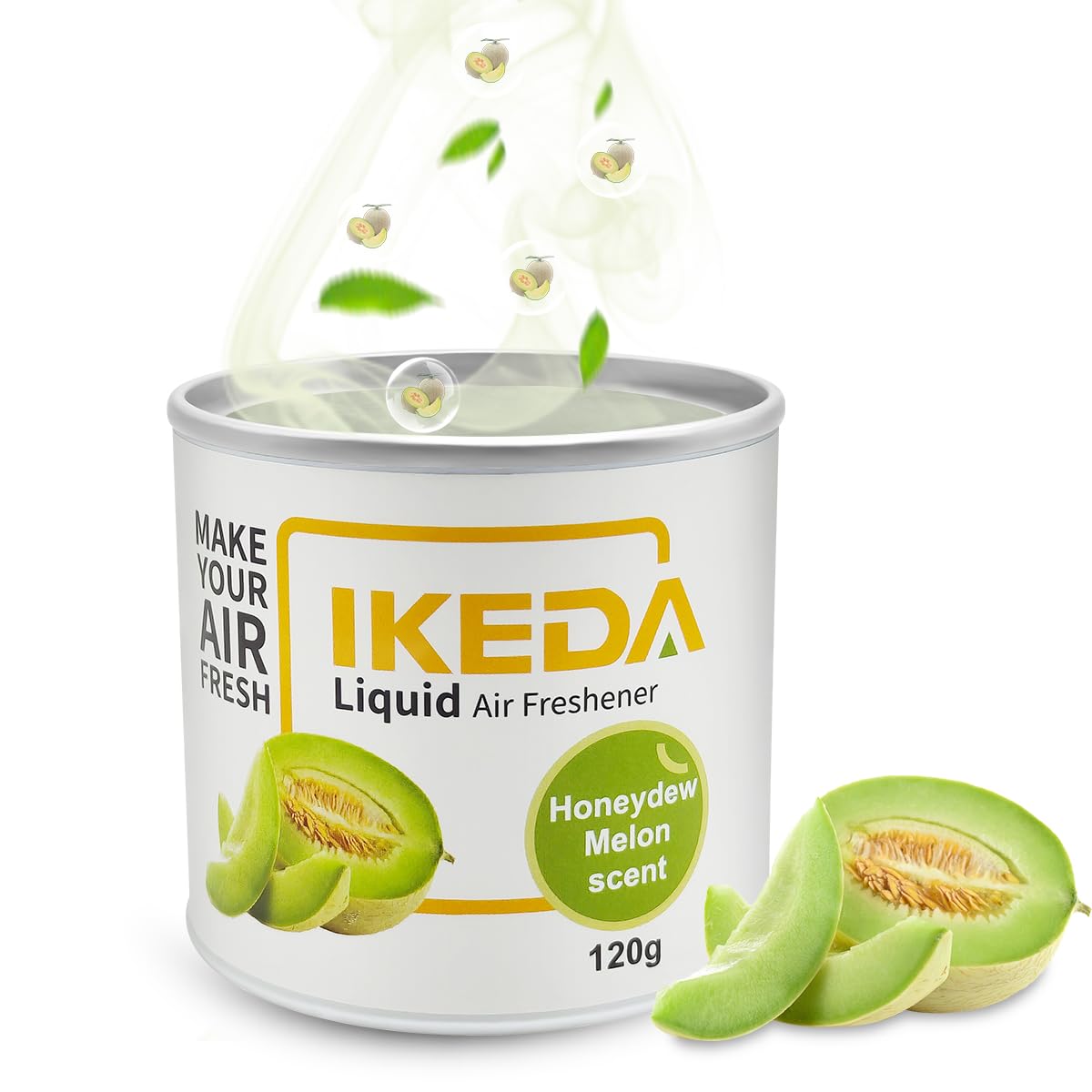Ikeda Scents Car Air Freshener: Honeydew Melon Scent Liquid Cans | Odor Elimination | Smoke Smell Remover | Strong Long-Lasting 