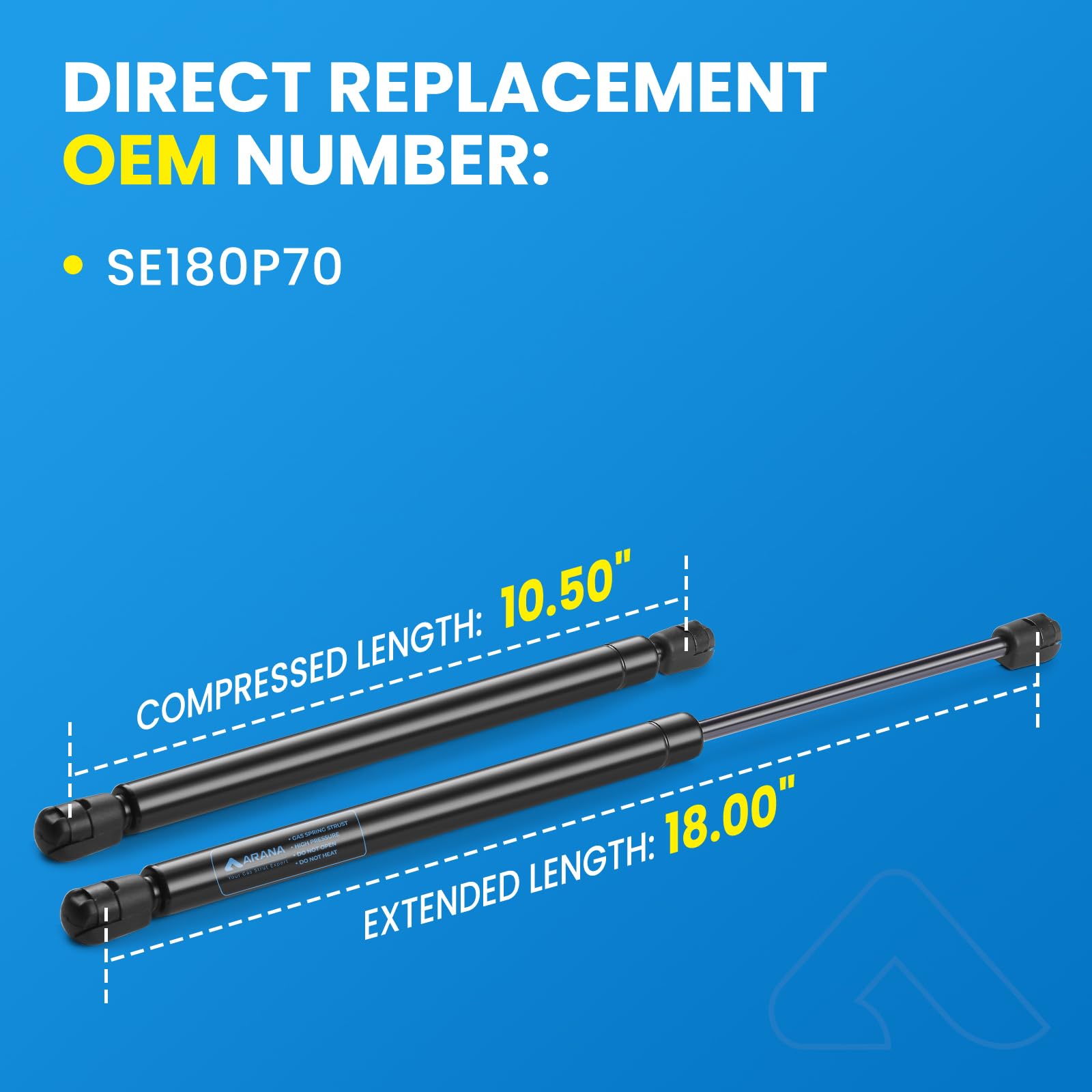 Arana Se180P70 18 Inch Gas Struts 70Lb/312N, Gas Struts 18 Inch Spring Shock Lift Support For Leer Are Camper Shell Window Picku