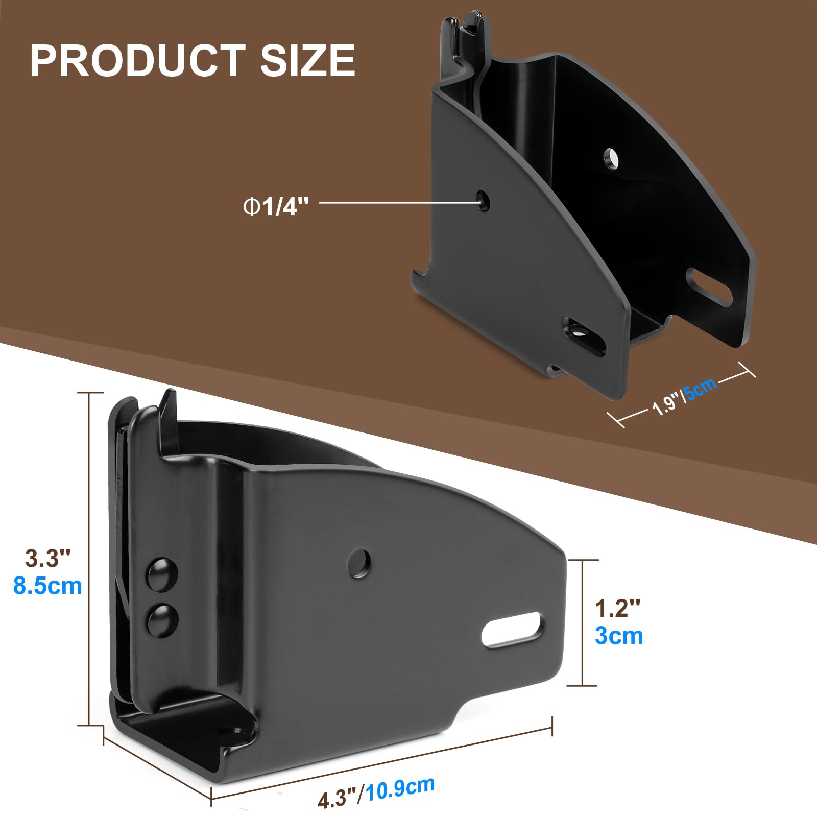 TENVONE E-Track Wood Beam End Socket Brackets, Alloy Steel, 4 Pack, Black, Model VE9005-US for Cargo, Truck, Trailer Storage