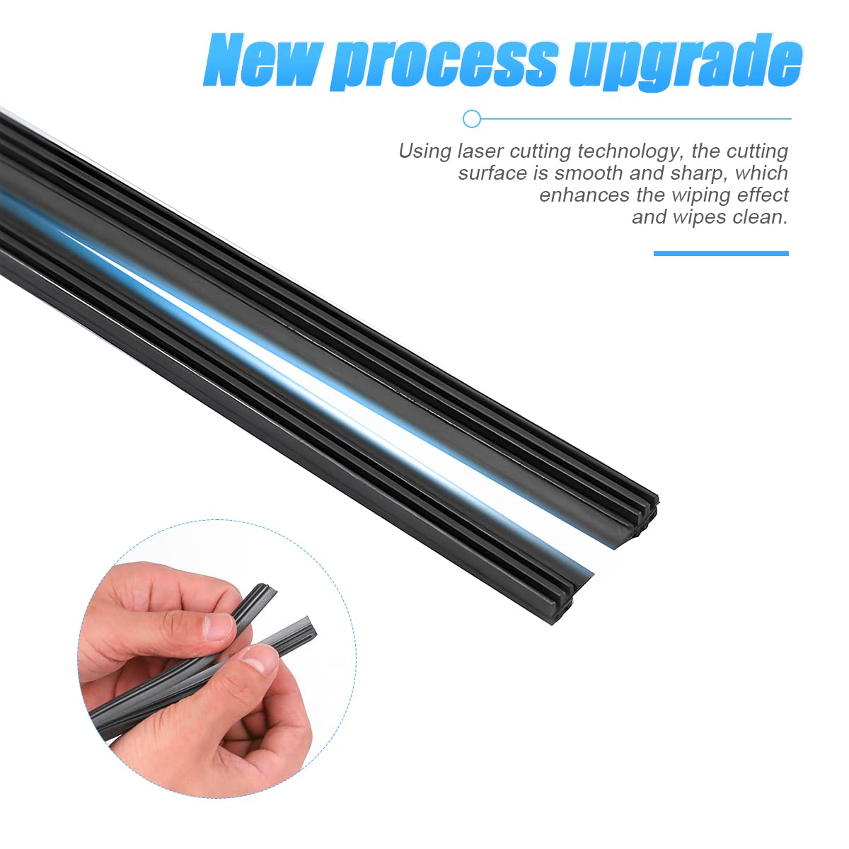 AUKEPO 22 Adjustable Windshield Wiper Blades Refills - Frameless Silicone Strips for Most Vehicles - Universal Auto Accessories