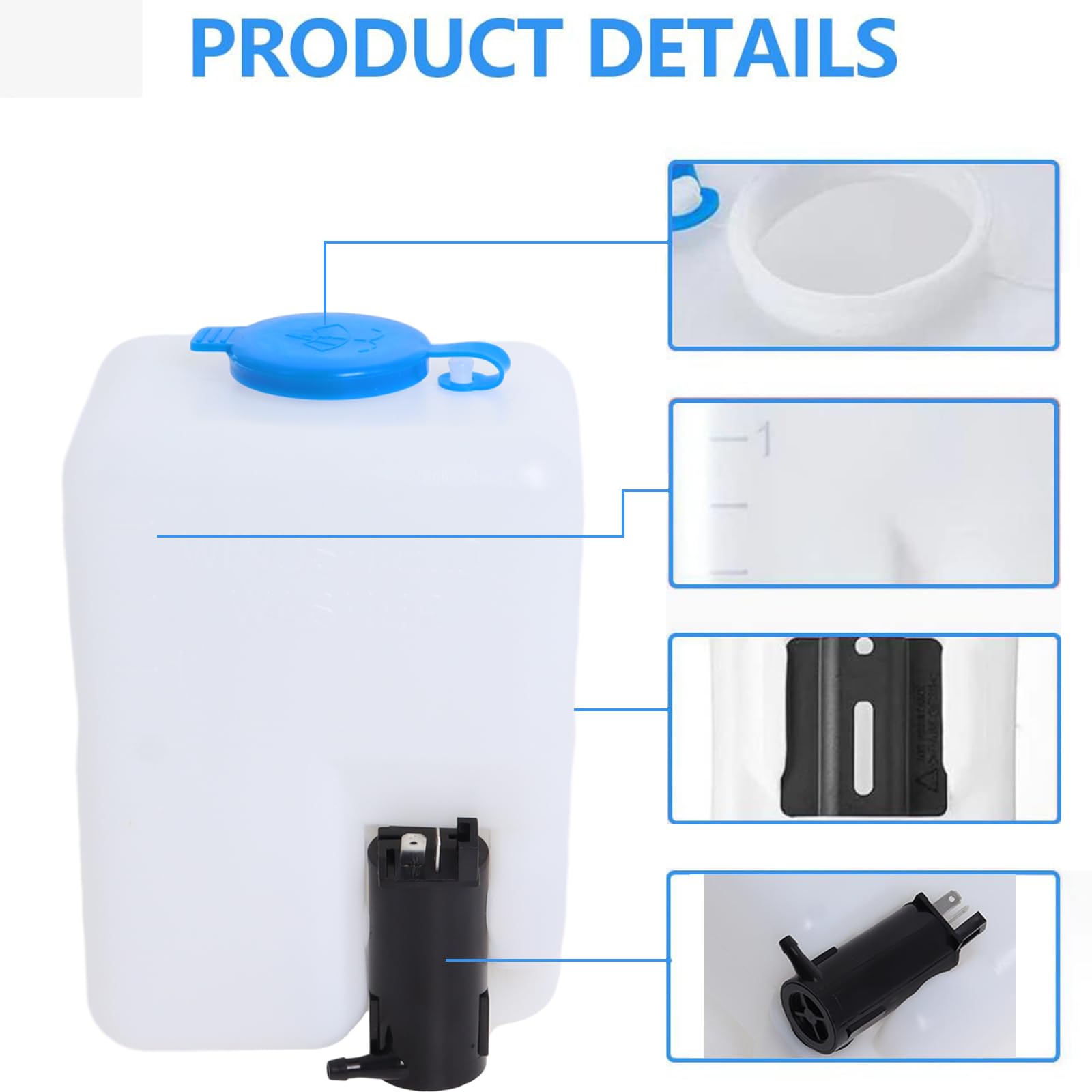 Wadoy Universal Windshield Washer Pump Reservoir Kit 99300 Fluid Reservoir Tank Bottle With Pump