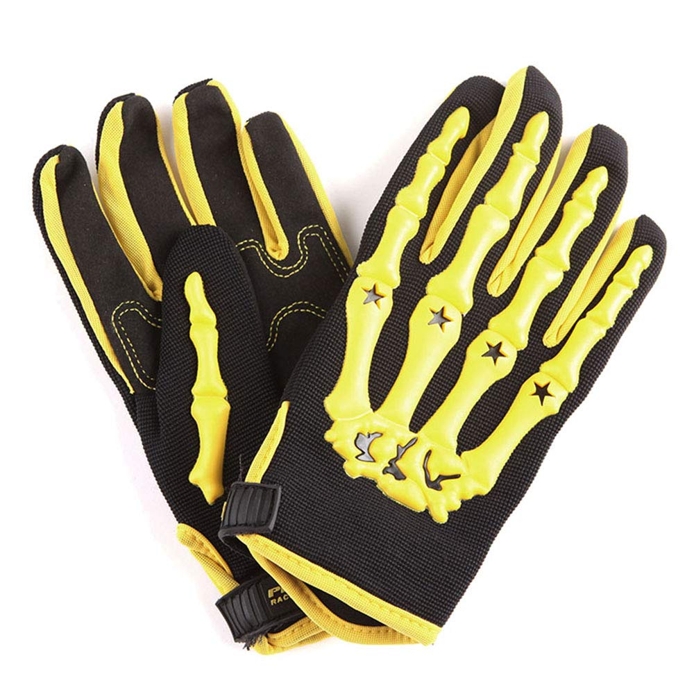 1Storm Adult Motocross Gloves Motorcycle Bmx Mx Atv Dirt Bike Bicycle Skeleton Cycling Gloves Yellow