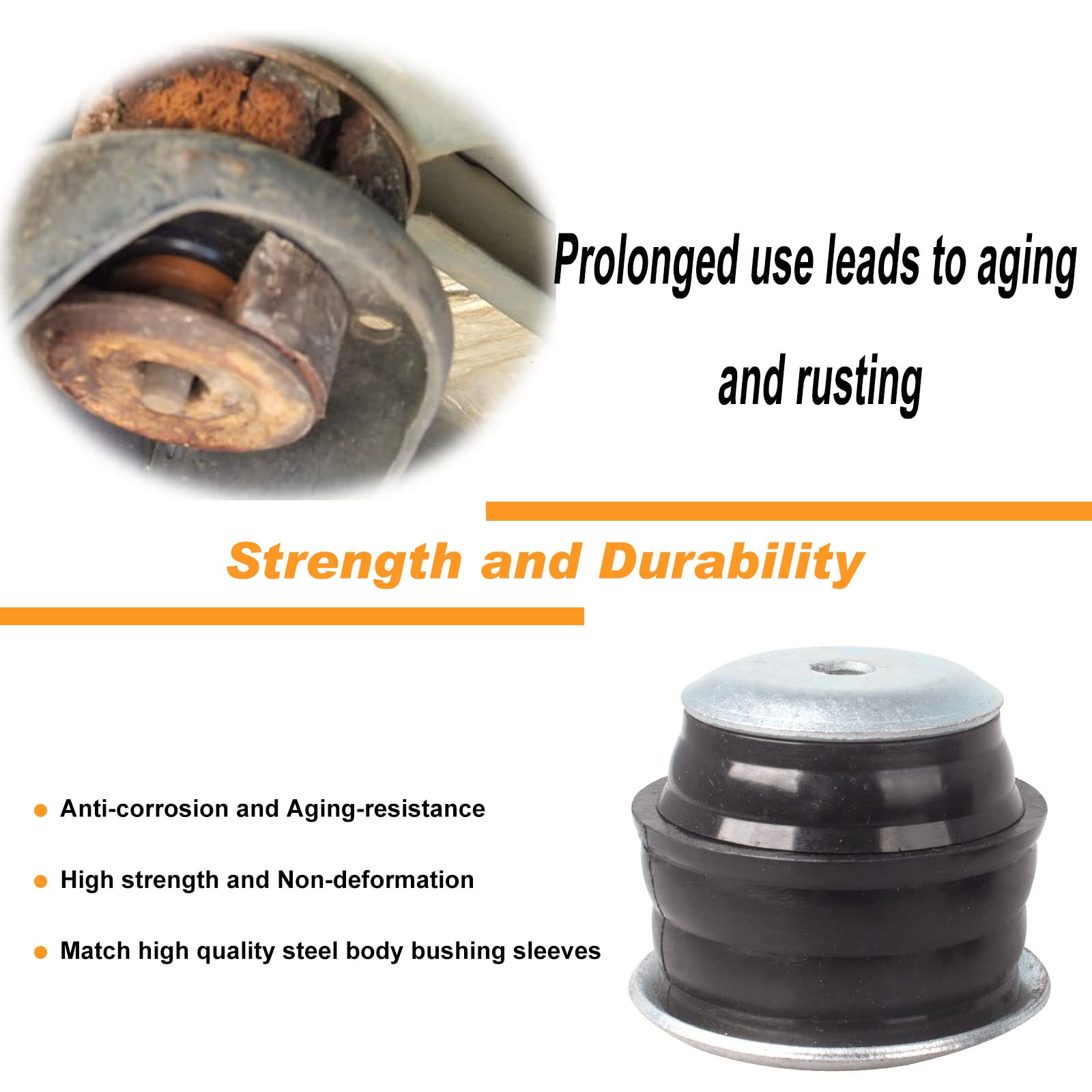 Body Mount Bushing KF04060BK Compatible with Ford F250 F350 2008-2016 Super Duty 2WD 4WD,Polyurethane Cab & Body Mount Steel Sle