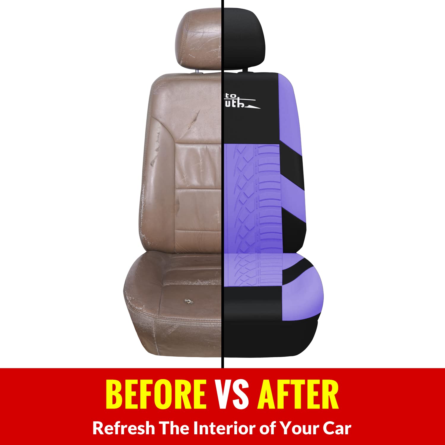 Autoyouth Front Car Seat Covers High Back Bucket Seat Cover For Most Cars, Suvs, Sedan, Trucks, Vans Universal Fit 3D Tire Tread