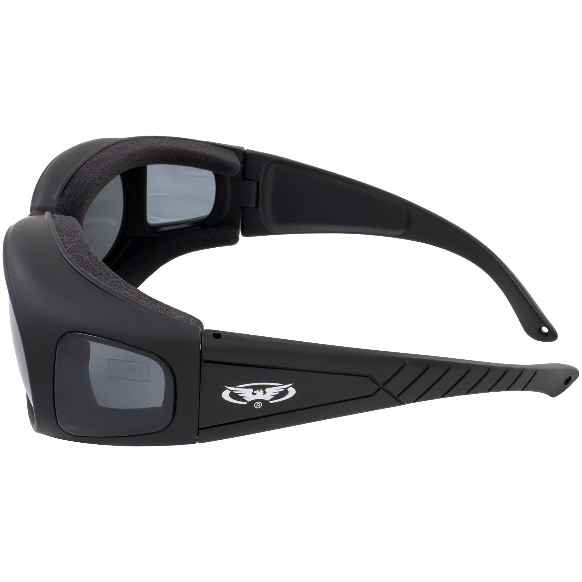 Global Vision 3 Pairs Of Outfitter Padded Motorcycle Safety Sunglasses Z87.1 Anti-Fog Over-The-Glasses Black Frame With Clear, S