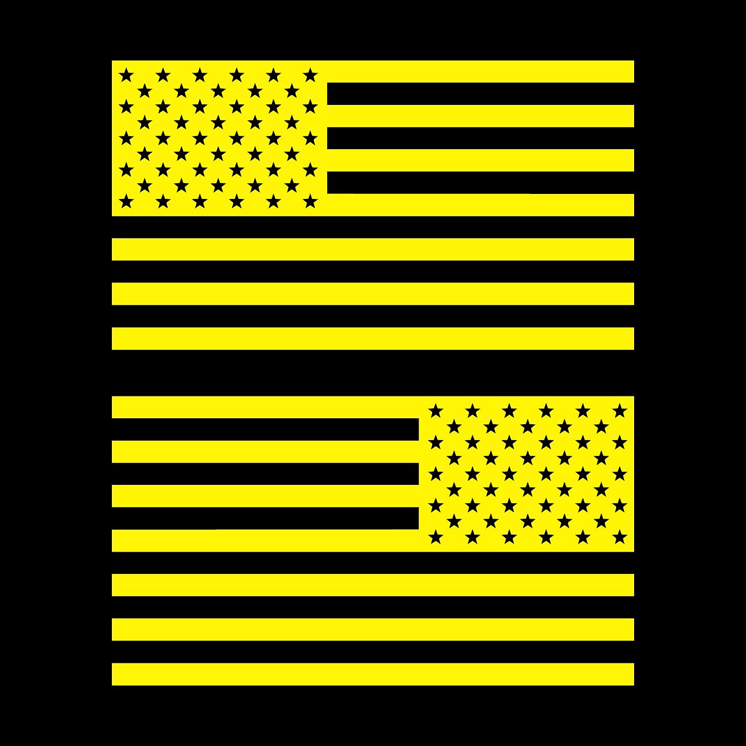 American Us Flag [Pick Color/Size] Vinyl Decal Sticker For Laptop/Car/Truck/Window/Bumper (18In Subdued Pair, Matte Yellow)