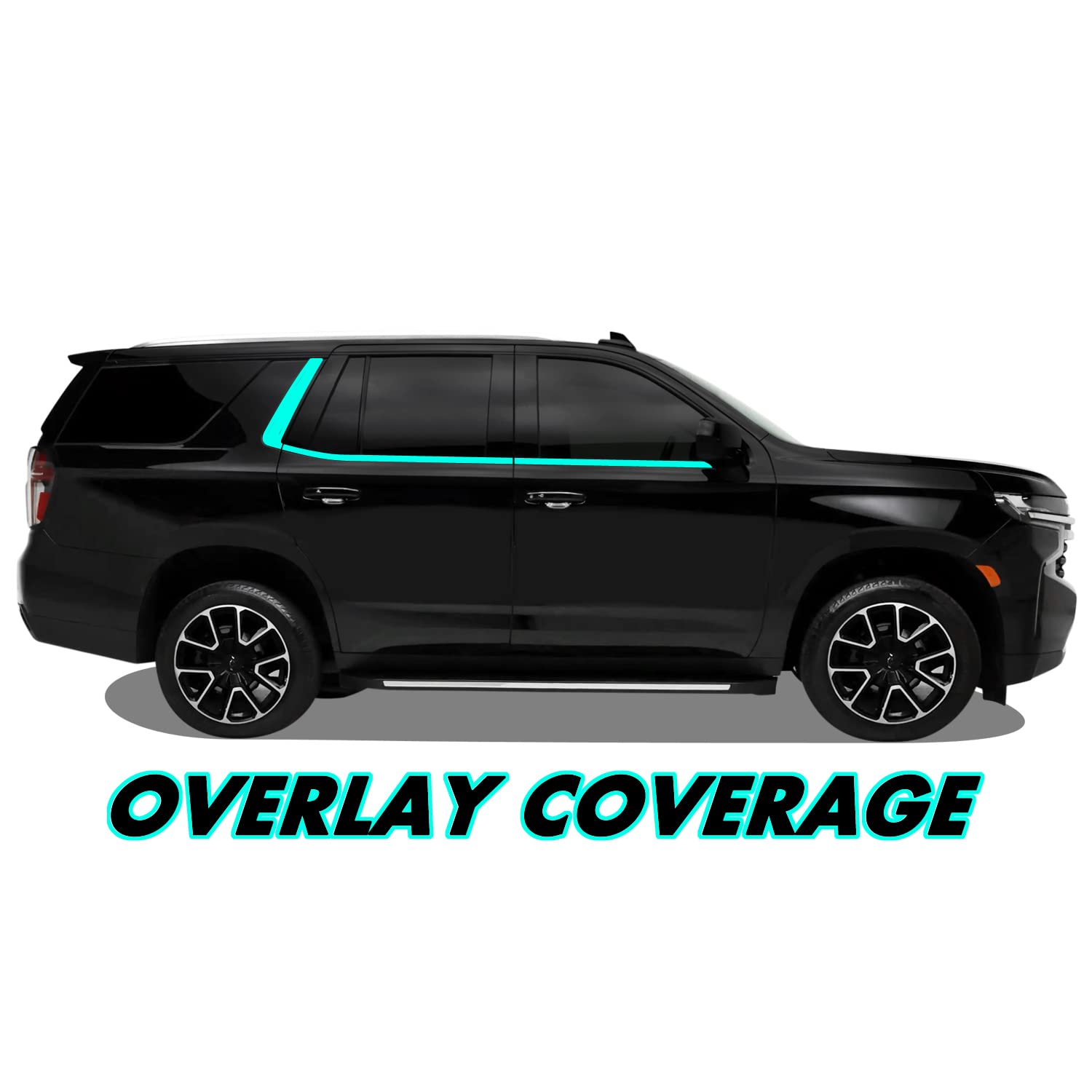 SlickMod Chrome Delete Vinyl Overlay for 2021-2023 Chevy Tahoe, Gloss Black, Model SM-CHE-TAH-2123-WT
