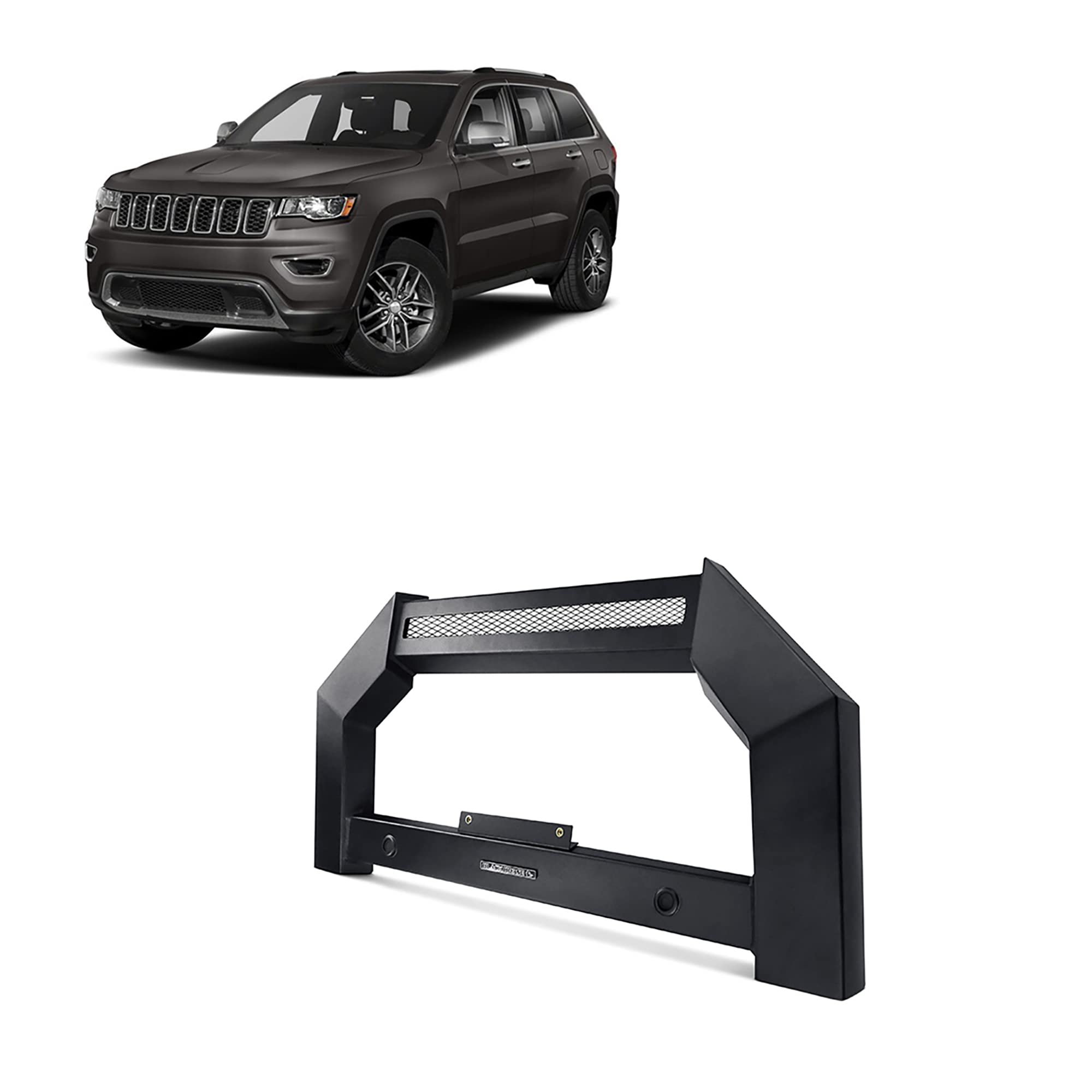 Black Horse Off Road Bull Bar, Matte Black, Compatible with 2011-2021 Jeep Grand Cherokee, Cold-rolled Steel, Model AB-JE92-NL