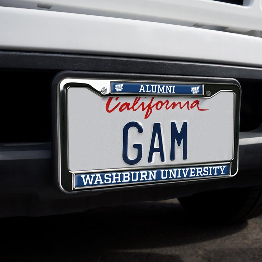 GRAPHICS & MORE Washburn University Alumni Metal License Plate Frame - Full Size, Washburn Ichabods Color