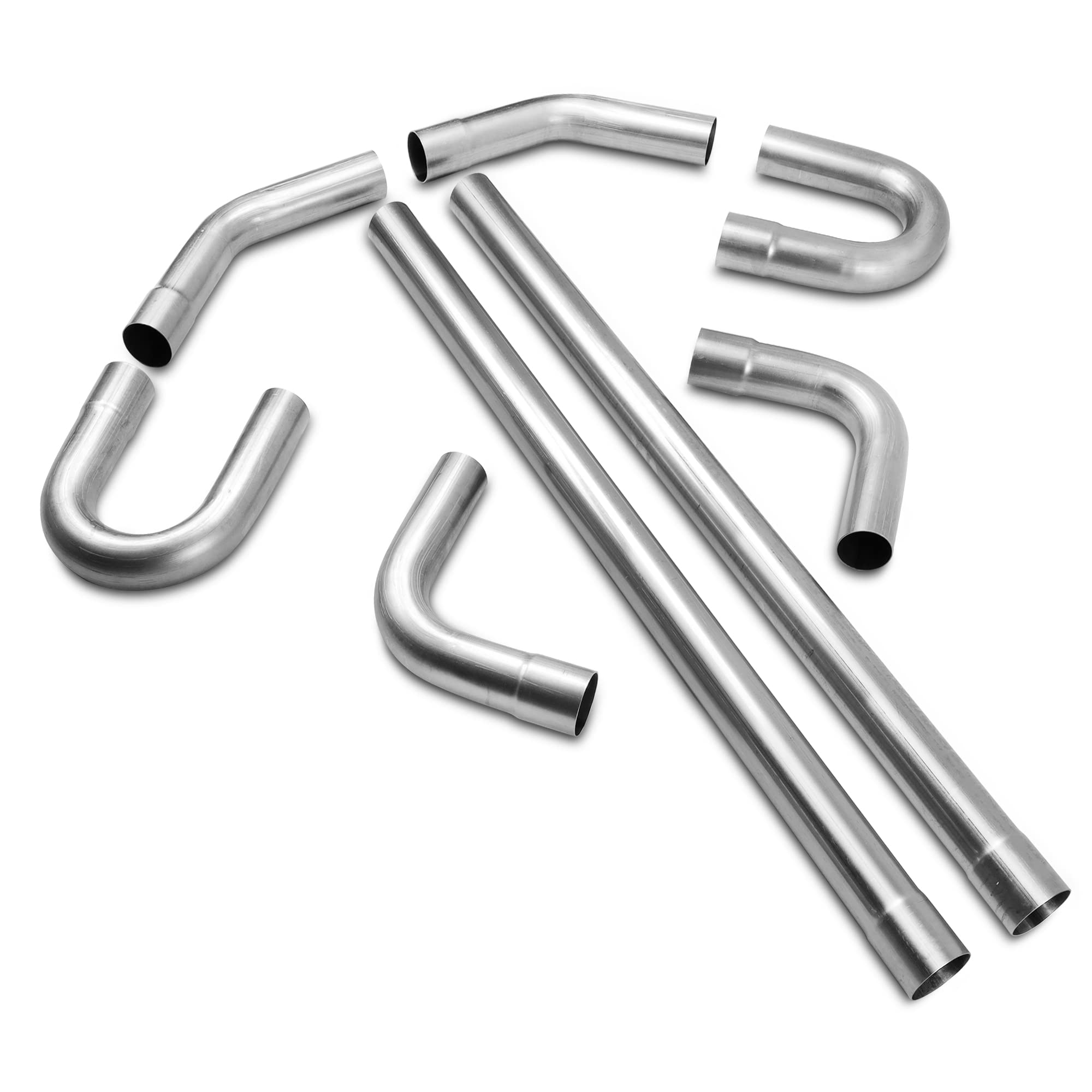 2'' Mild Steel Custom Exhaust Kit Tubing Mandrel Bend Pipe Straight & U-Bend Universal 8Pcs