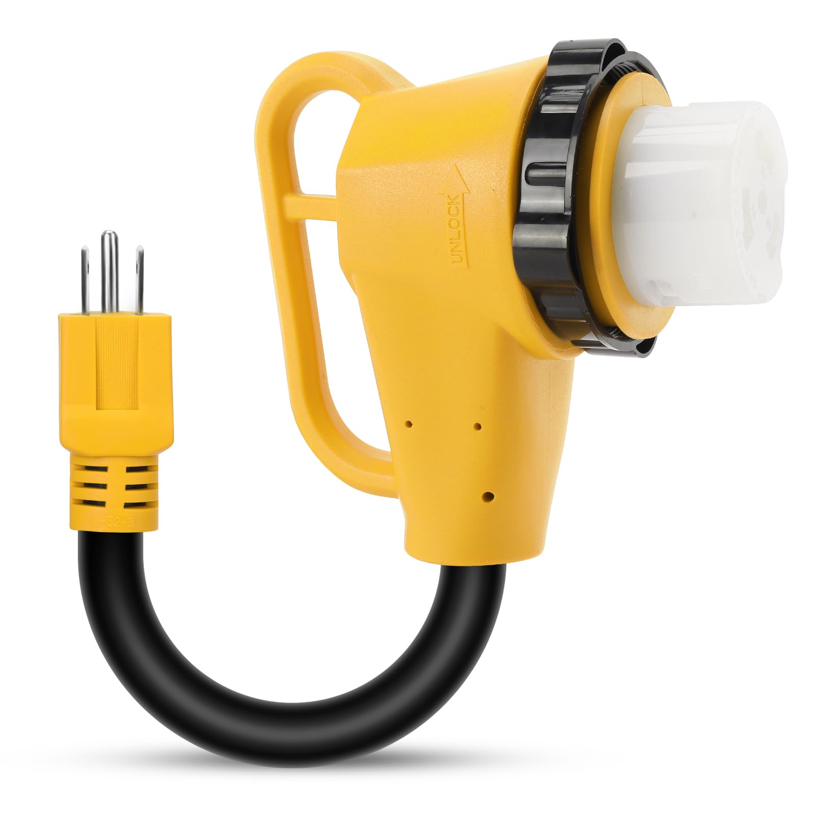 Kooprimit Rv 50 Amp To 110 Adapter With Locking Connector, 50 Amp To 15 Amp Rv Adapter, Nema 5-15P To Nema Ss2-50R Electrical Po