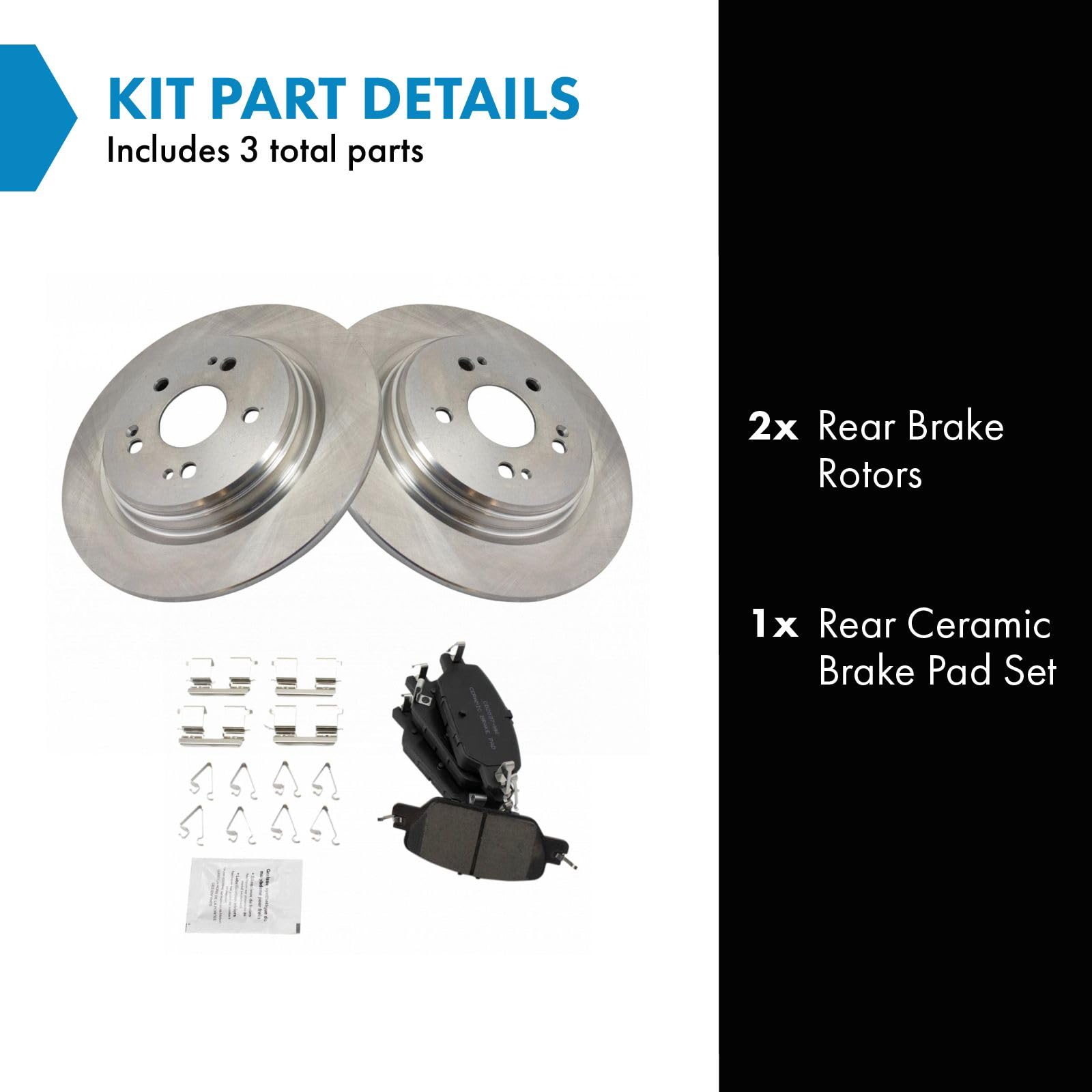 Trq Rear Brake Pad & Rotor Kit Brake Pads Brake Rotor Ceramic Compatible With 2017-2020 Honda Cr-V