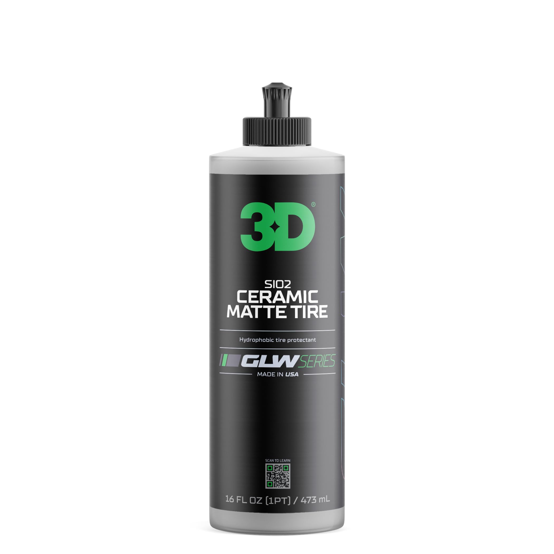 3D GLW Series SiO2 Ceramic Matte Tire Shine | Deep Matte Finish Tire Protectant | Hydrophobic & UV Resistant | Anti-Fade, No Sli
