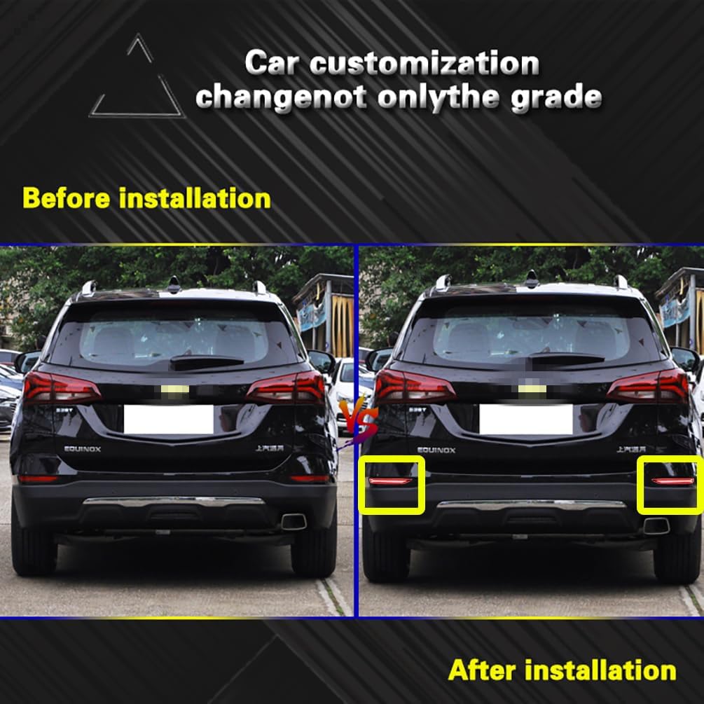 ECAHAYAKU LED Rear Bumper Reflector Light for 2017-2022 Chevy Equinox, ABS Plastic, Sequential Turn Signal, 17-22 Rear Bumper Light