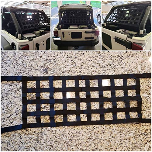 BULYZER Mesh Cargo Net Hammock for Jeep Wrangler & Gladiator, 61.4" x 18.9", Black, Polyester, Model 1, 1987-2024