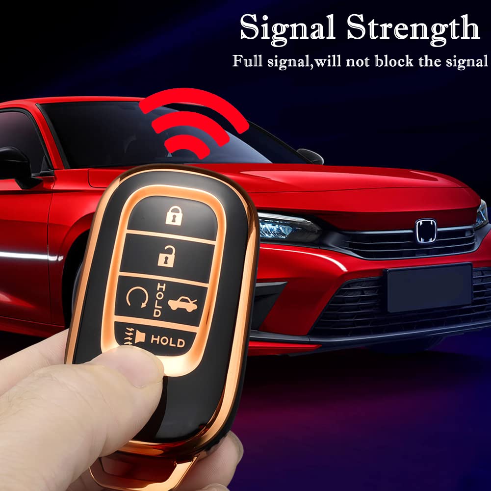 Cacacar For Honda Key Fob Cover With Keychain, For Honda Civic Cr-V Accord Hr-V Pilot Premium Soft Tpu Full Protection Key Fob C
