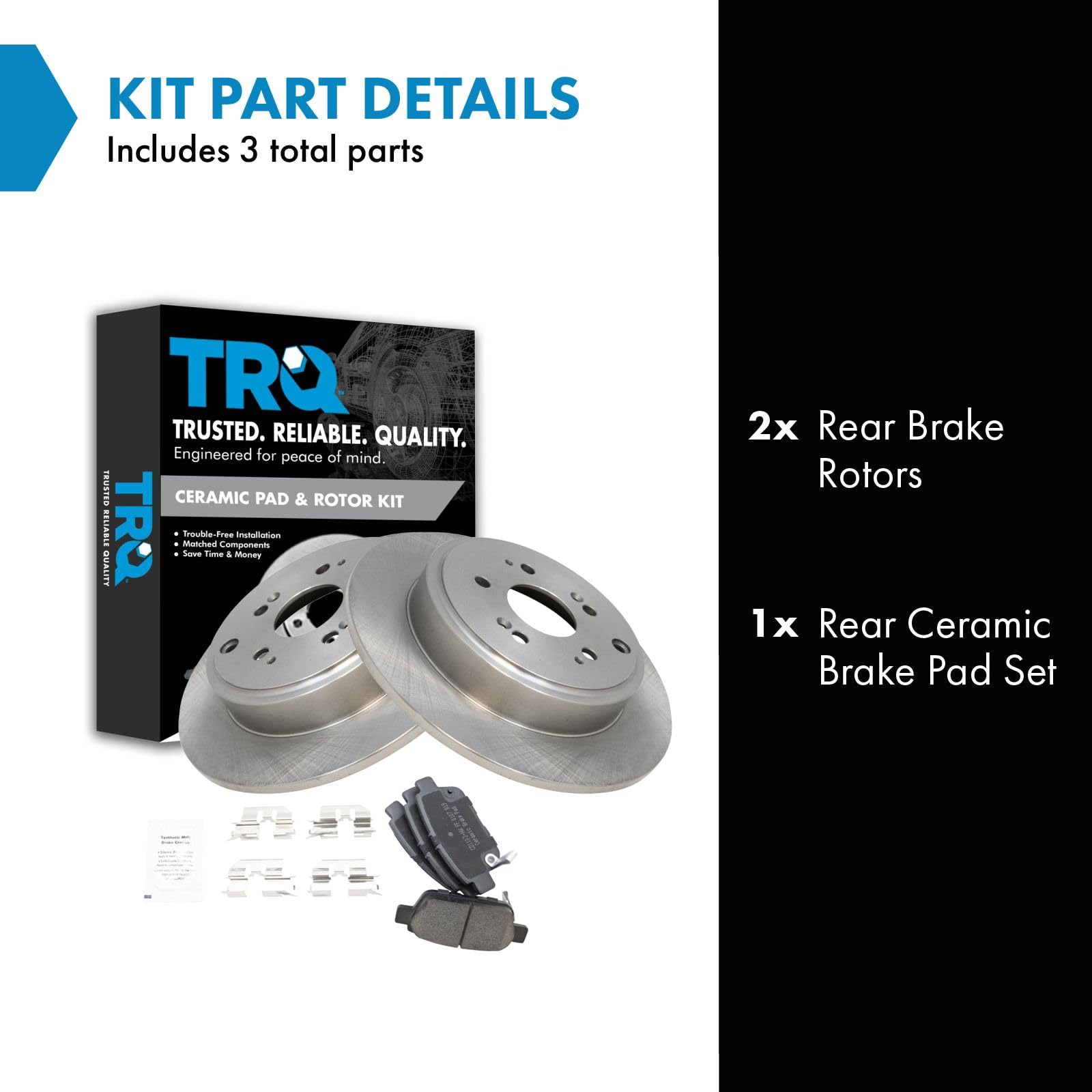 Trq Rear Brake Pad & Rotor Kit Brake Pads Brake Rotor Ceramic Compatible With 2006-2014 Honda Ridgeline