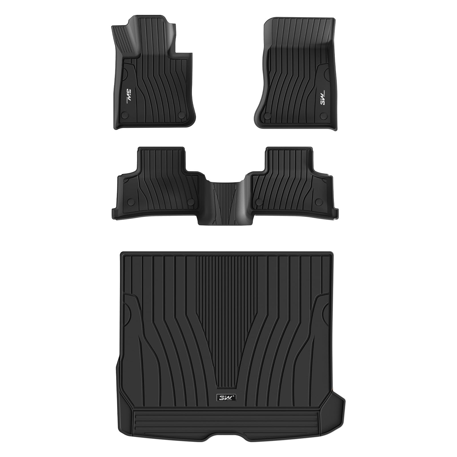 3W Floor Mats and Cargo Liner Compatible for Mercedes Benz GLC (Not Fit Coupe) 2023 2024 2025, TPE All Weather Custom Fit Floor 