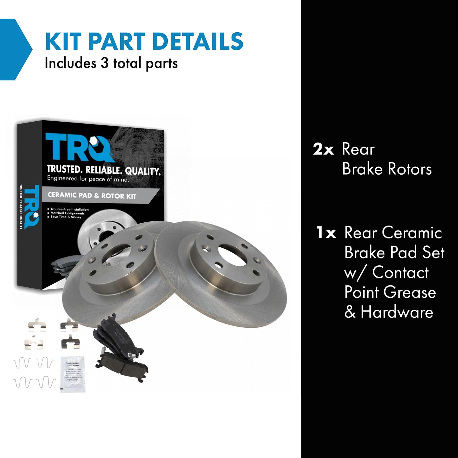 TRQ Rear Brake Pad & Rotor Kit Brake Pads Brake Rotor Ceramic Compatible with 1997-2002 Ford Escort 1994-2005 Mazda Miata 1998 P