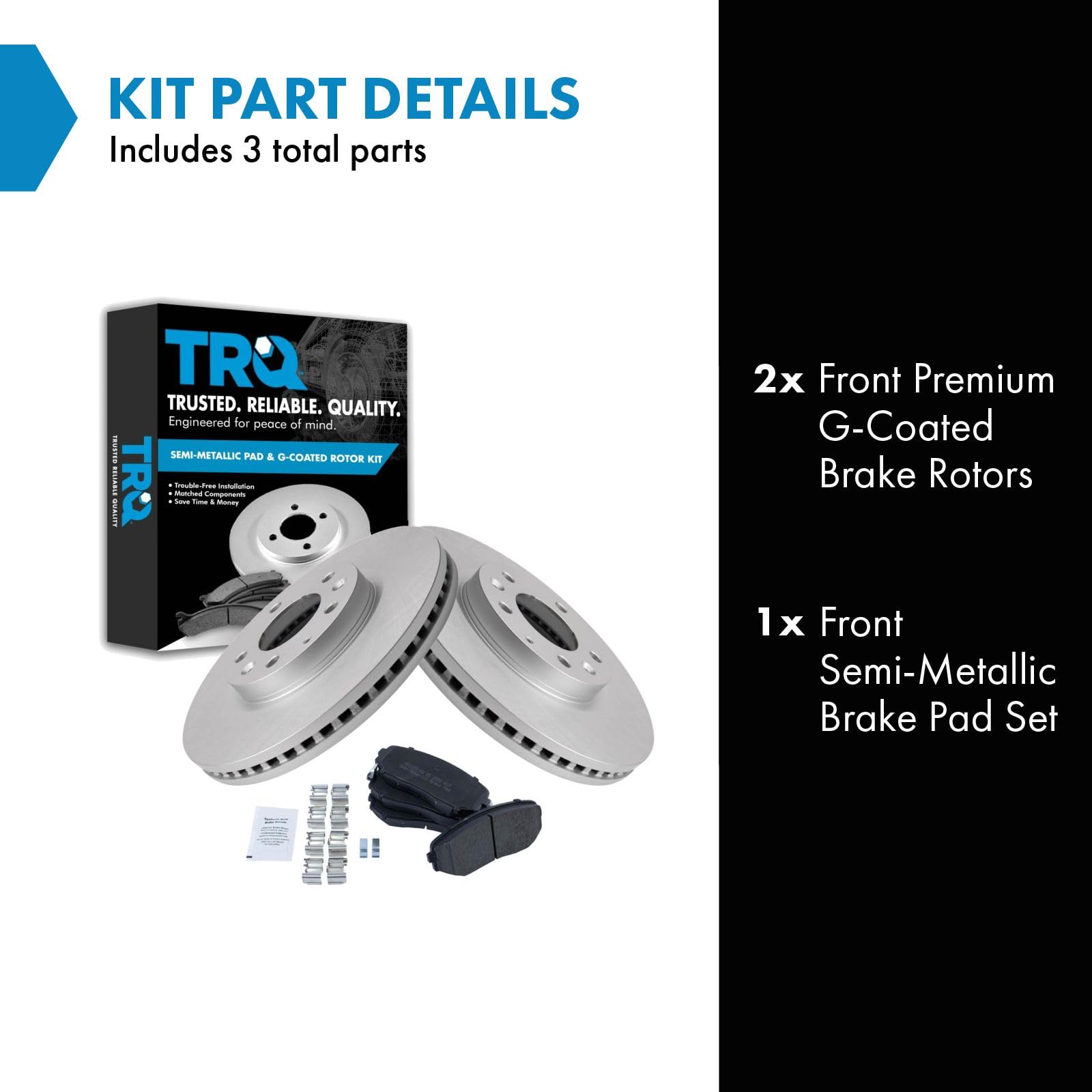 Trq Front Semi Metallic Brake Pad & Coated Rotor Kit For 07-12 Mazda Cx7 Cx-7