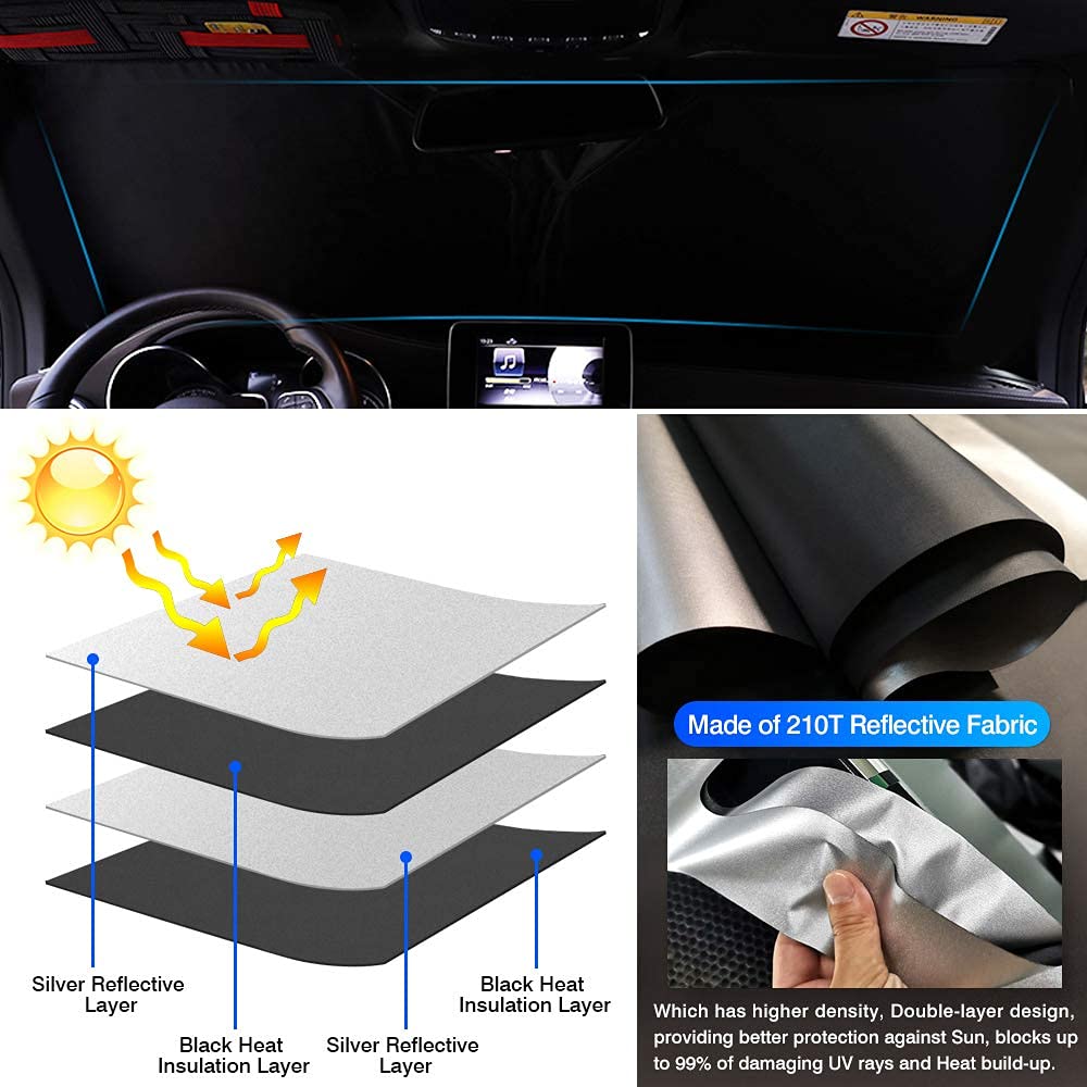Kust Windshield Sun Shade For 2017-2024 Nissan Rogue Sport Accessories (Not For Rogue) Sunshade Foldable Sun Visor Protector Blo