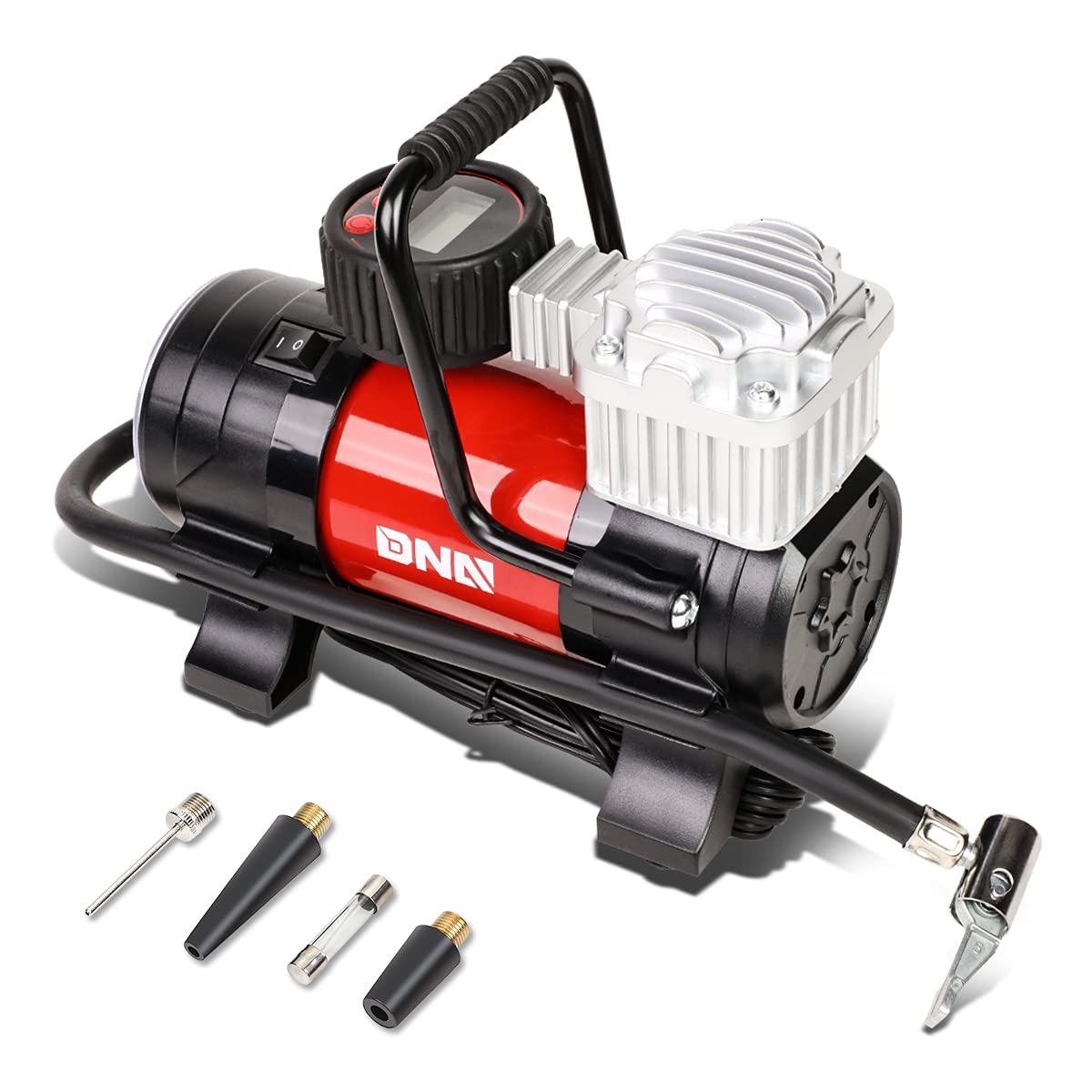 Dna Motoring 12 V 125 Psi Led Flash Light Air Pump Portable Air Compressor Inflator For Cars, Bikes And Balls (Tools-00083)