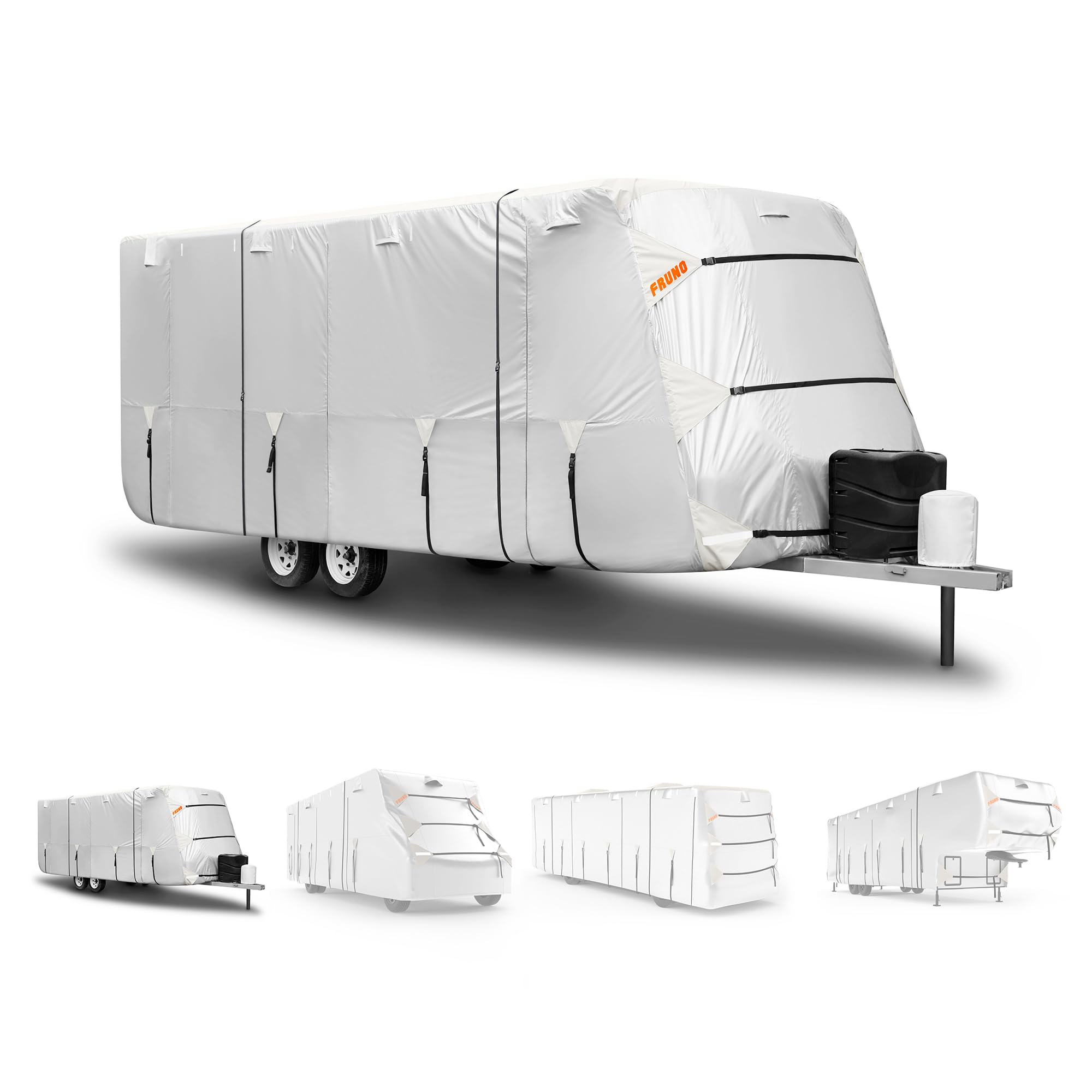 Fruno Oxford Fabric Travel Trailer Cover Rv Cover 20'-22' Waterproof Rip-Resistant Anti-Uv Camper Cover For Winter Snow With Jac