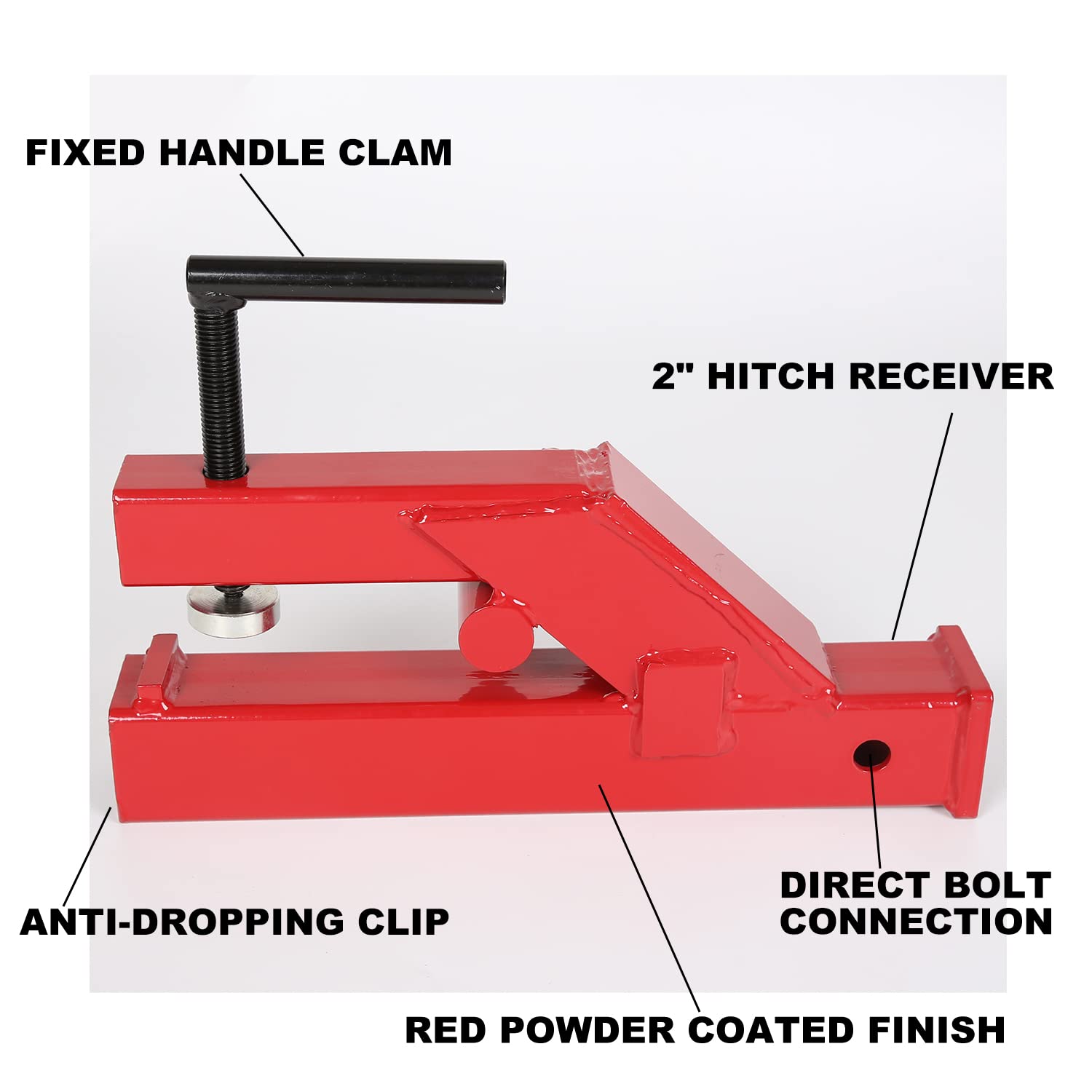 ECOTRIC 2" Ball Mount Receiver Adapter - Alloy Steel Clamp On Trailer Hitch for Deere Bobcat Tractor Forklift, Model CA-28