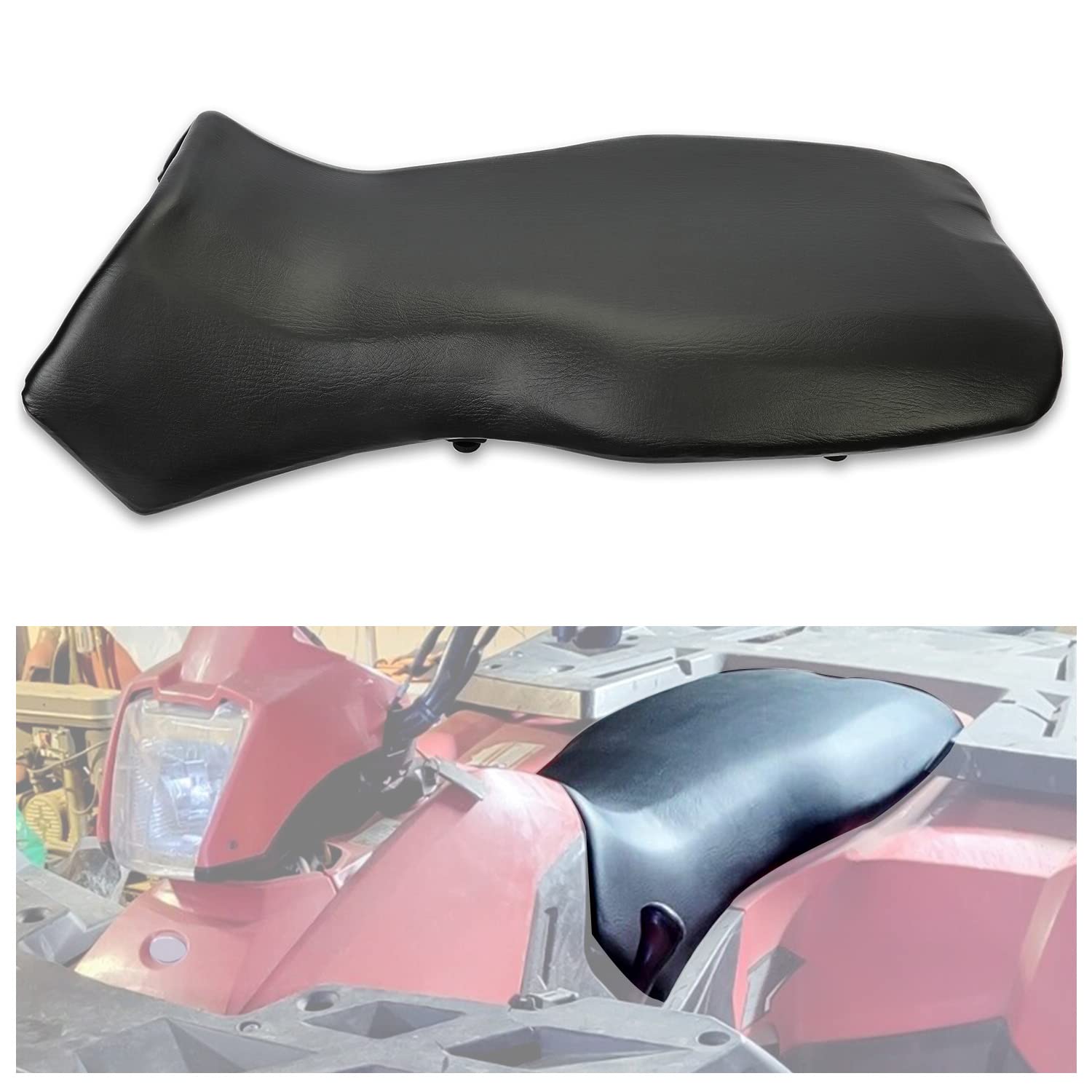 Hecasa Seat Replacement Compatible With 2005-2014 Polaris Sportsman 400/450/500/600/700/800 Hawkeye 400 Black Leather Seat Cover