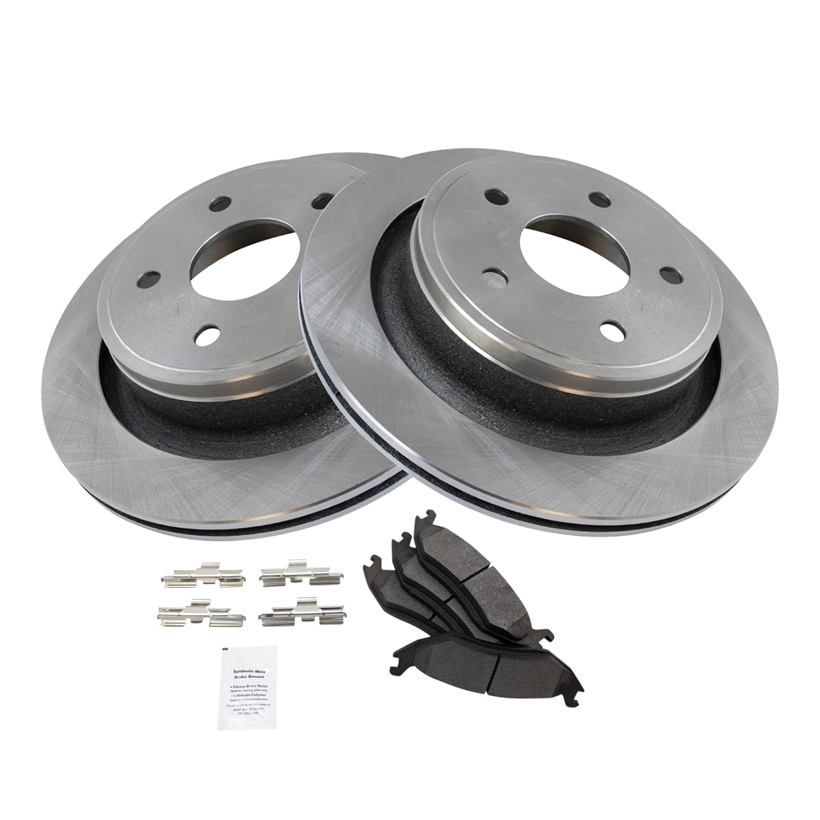 Trq Rear Brake Pad & Rotor Kit Brake Pads Brake Rotor Semi-Metallic Compatible With 2007-2009 Chrysler Aspen 2005-2009 Dodge Dur