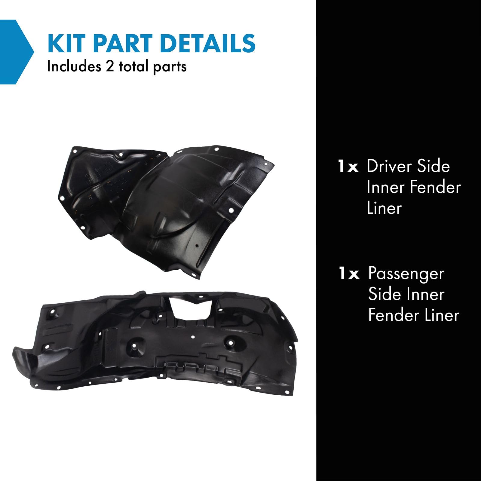 Trq Inner Fender Liner Set Compatible With 2006-2008 Mazda Mx-5 Miata Ma1250103 Ma1251102