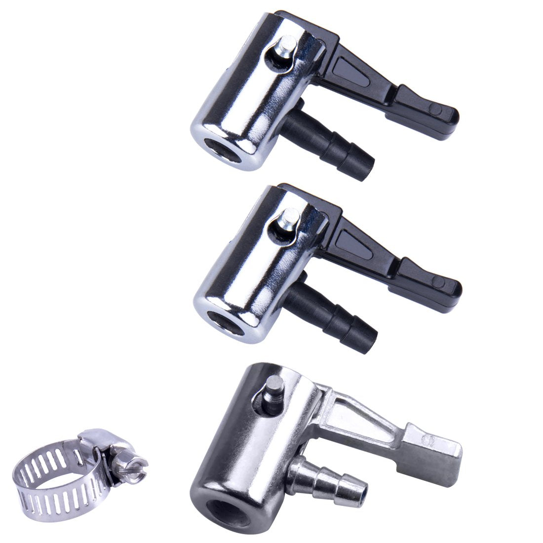 LUMITECO 1/4" Lock-On Air Chuck, Mini Air Compressor Tire Inflator, Metal, Silver, Model 798fad00, 3 Pack