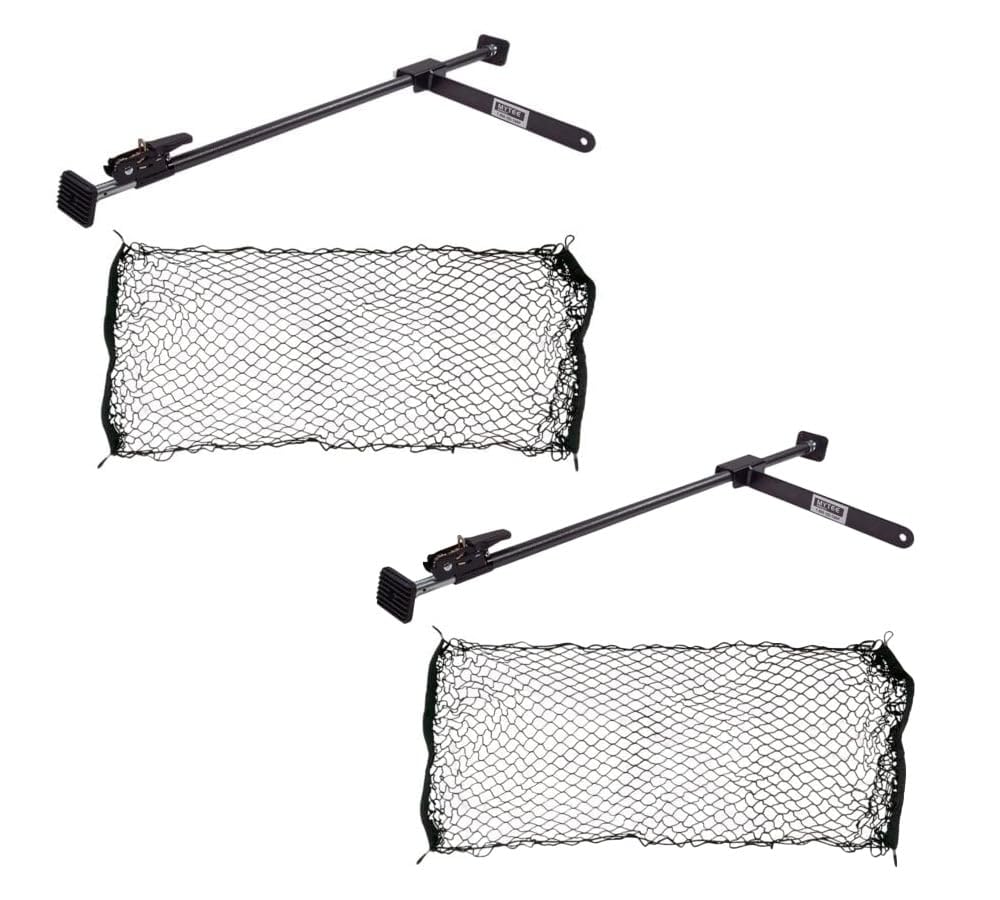 Mytee Products 2 Pack 40''-70'' Adjustable Heavy Duty Cargo Load Lock Bar W/ 16'' Divider Bar & Storage Net For Cargo Tie-Down,
